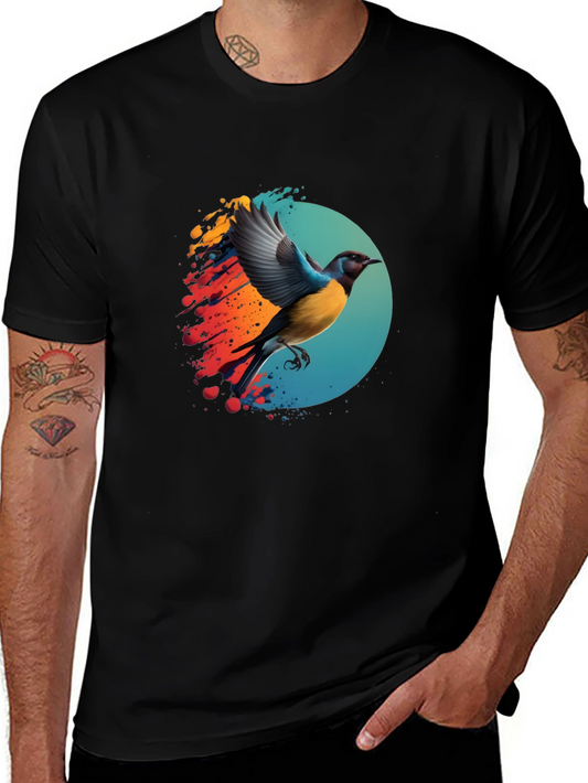 Bird Graphic Print T-Shirt - Stylish Mens Tee