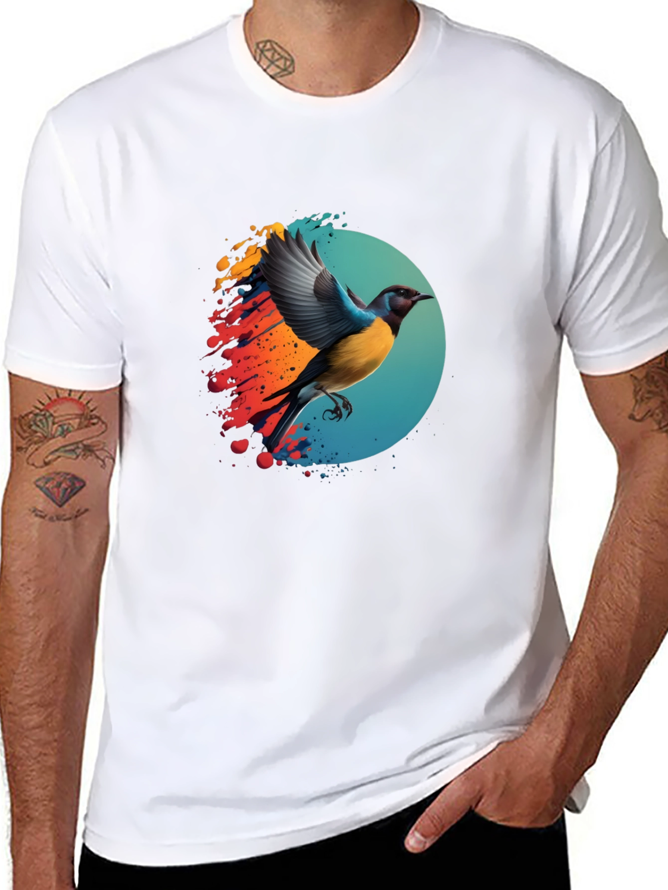 Bird Graphic Print T-Shirt - Stylish Mens Tee