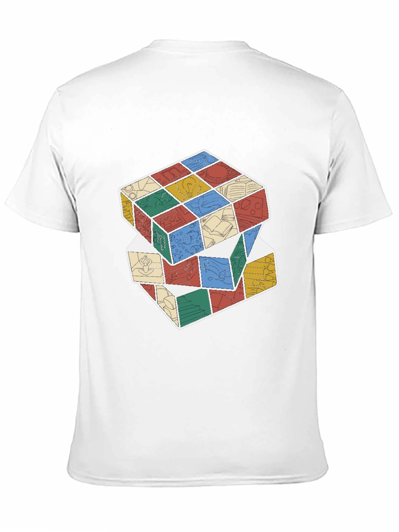 Stacked Cube Design Black T-Shirt