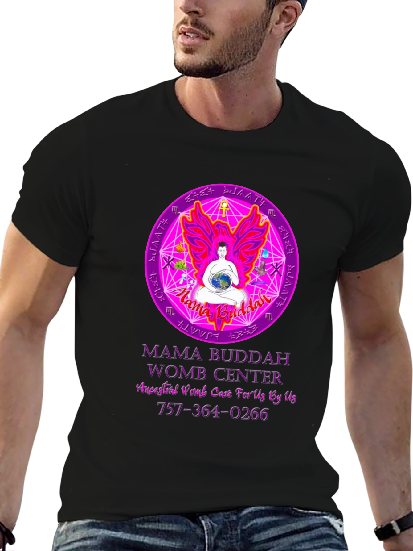 Mama Buddah Womb Center Graphic T-Shirt