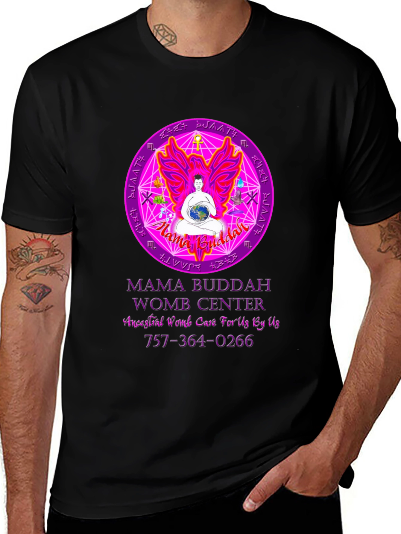 Mama Buddah Womb Center Graphic T-Shirt