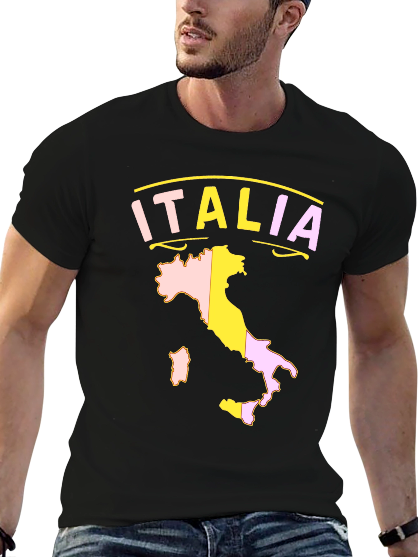 Italia Map T-Shirt - Black Graphic Tee