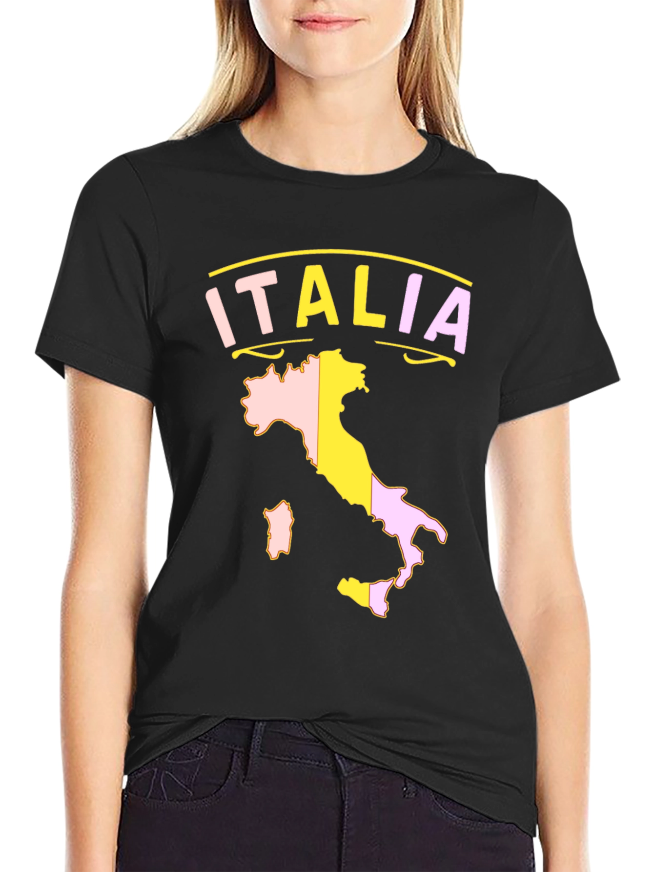 Italia Map T-Shirt - Black Graphic Tee