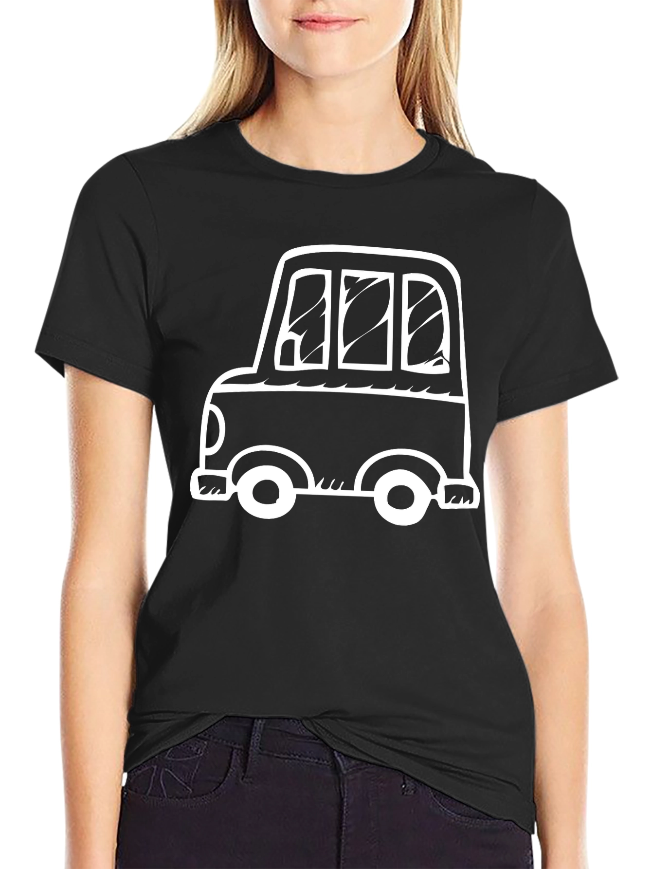 Cartoon Car Graphic Black T-Shirt