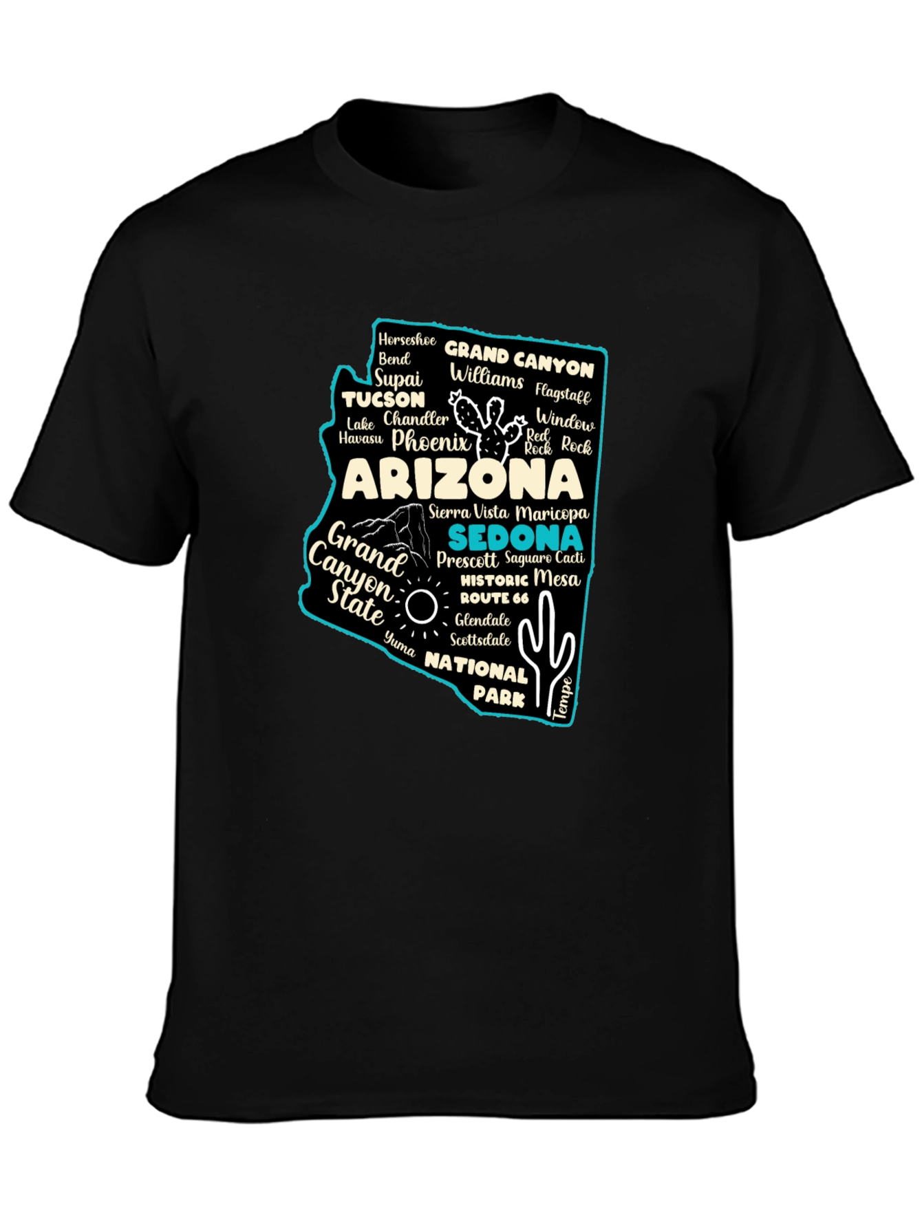 Arizona State Travel Map T-Shirt