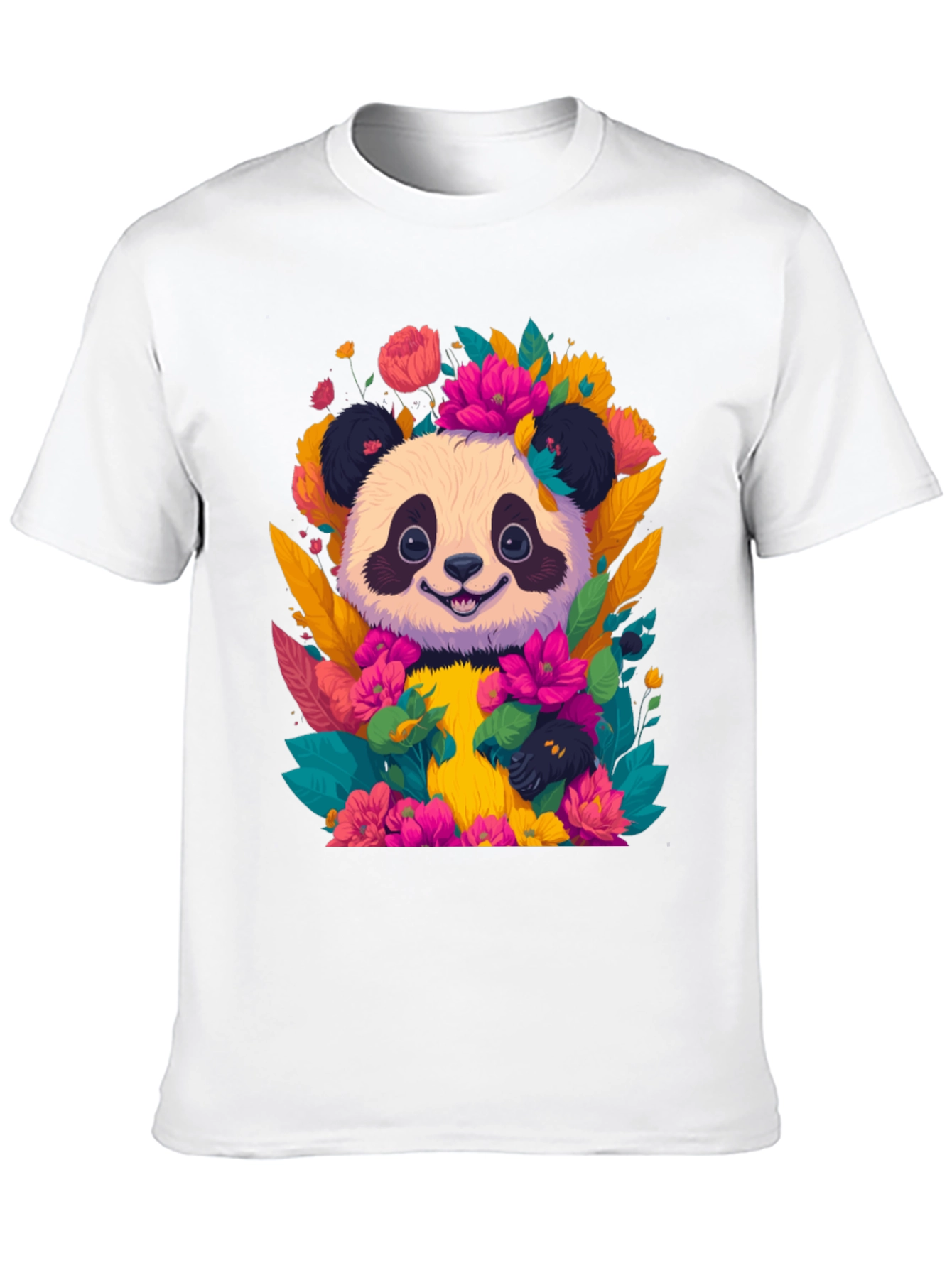 Panda Floral Graphic Tee - Cute Animal T-Shirt