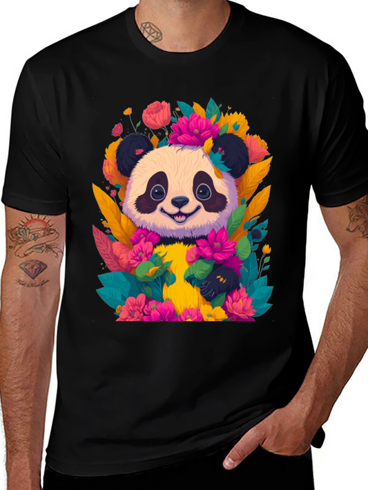Panda Floral Graphic Tee - Cute Animal T-Shirt