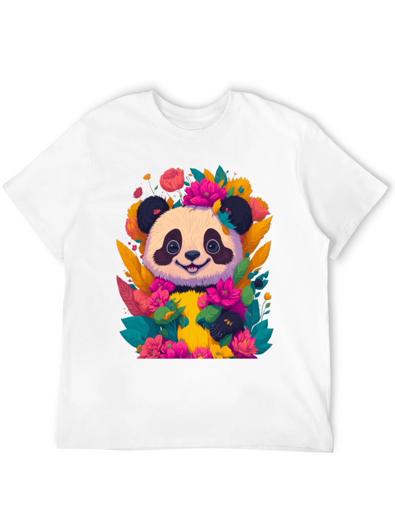 Panda Floral Graphic Tee - Cute Animal T-Shirt