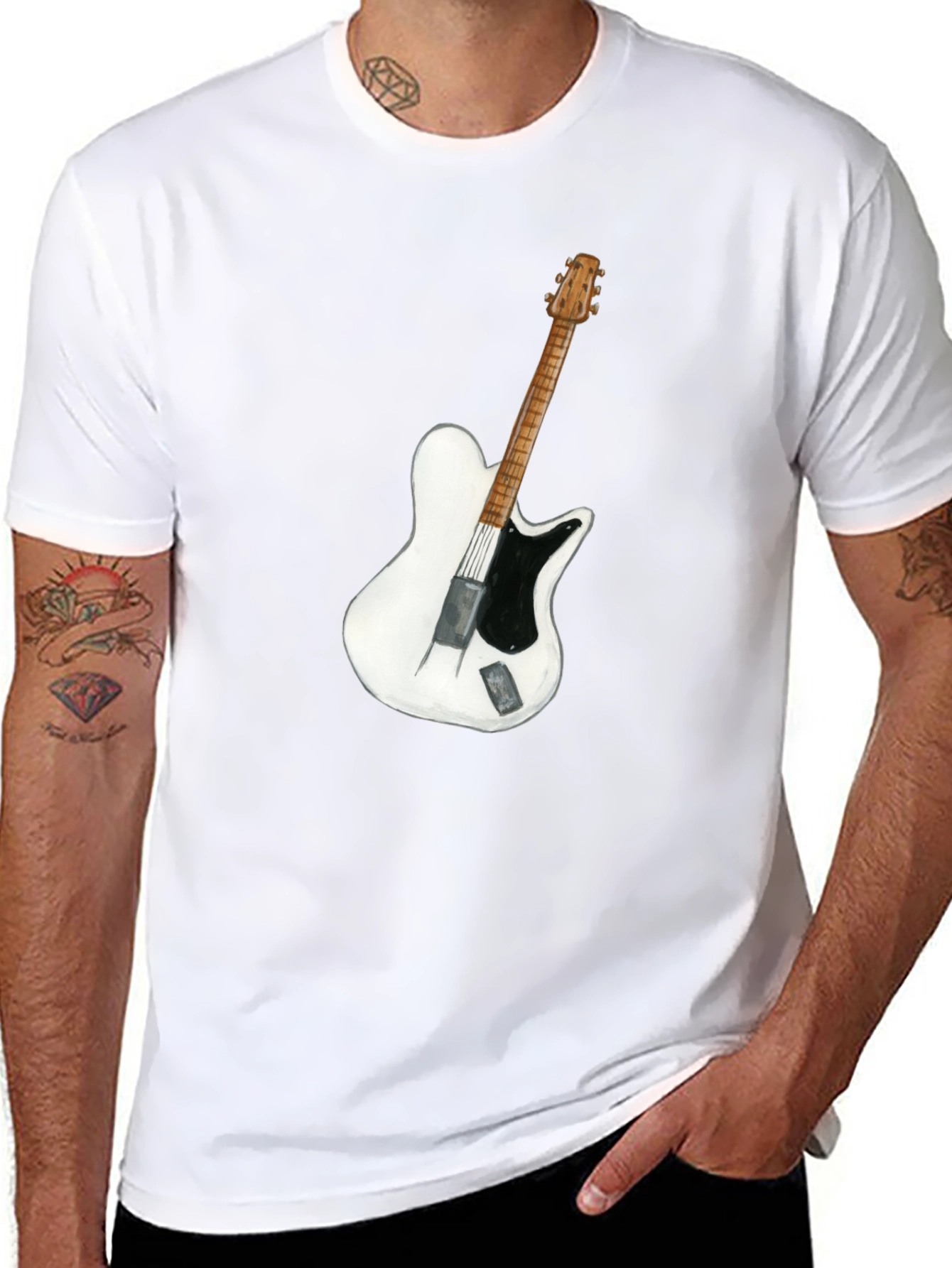 Guitar Graphic T-Shirt - Black Cotton Tee