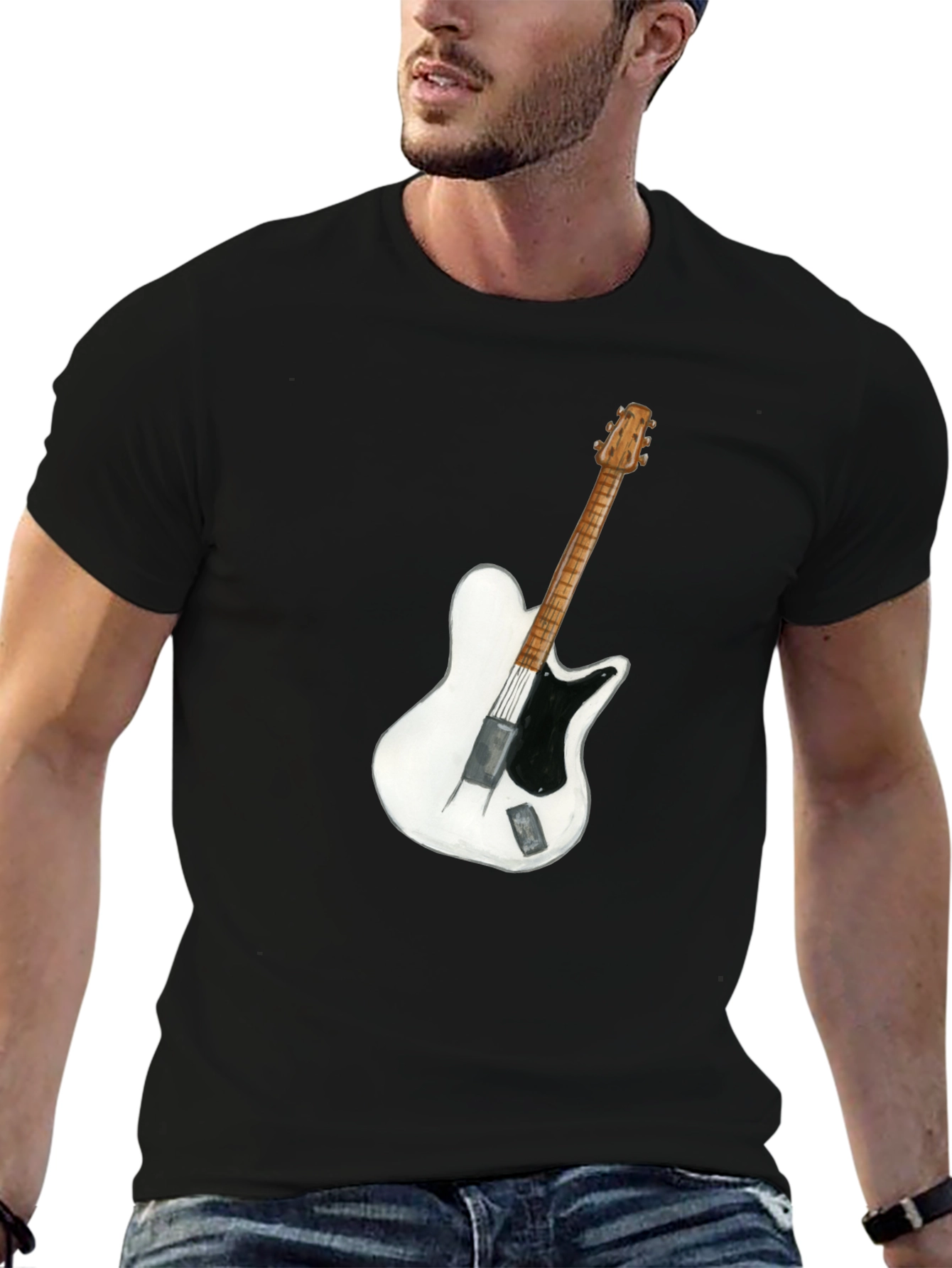 Guitar Graphic T-Shirt - Black Cotton Tee