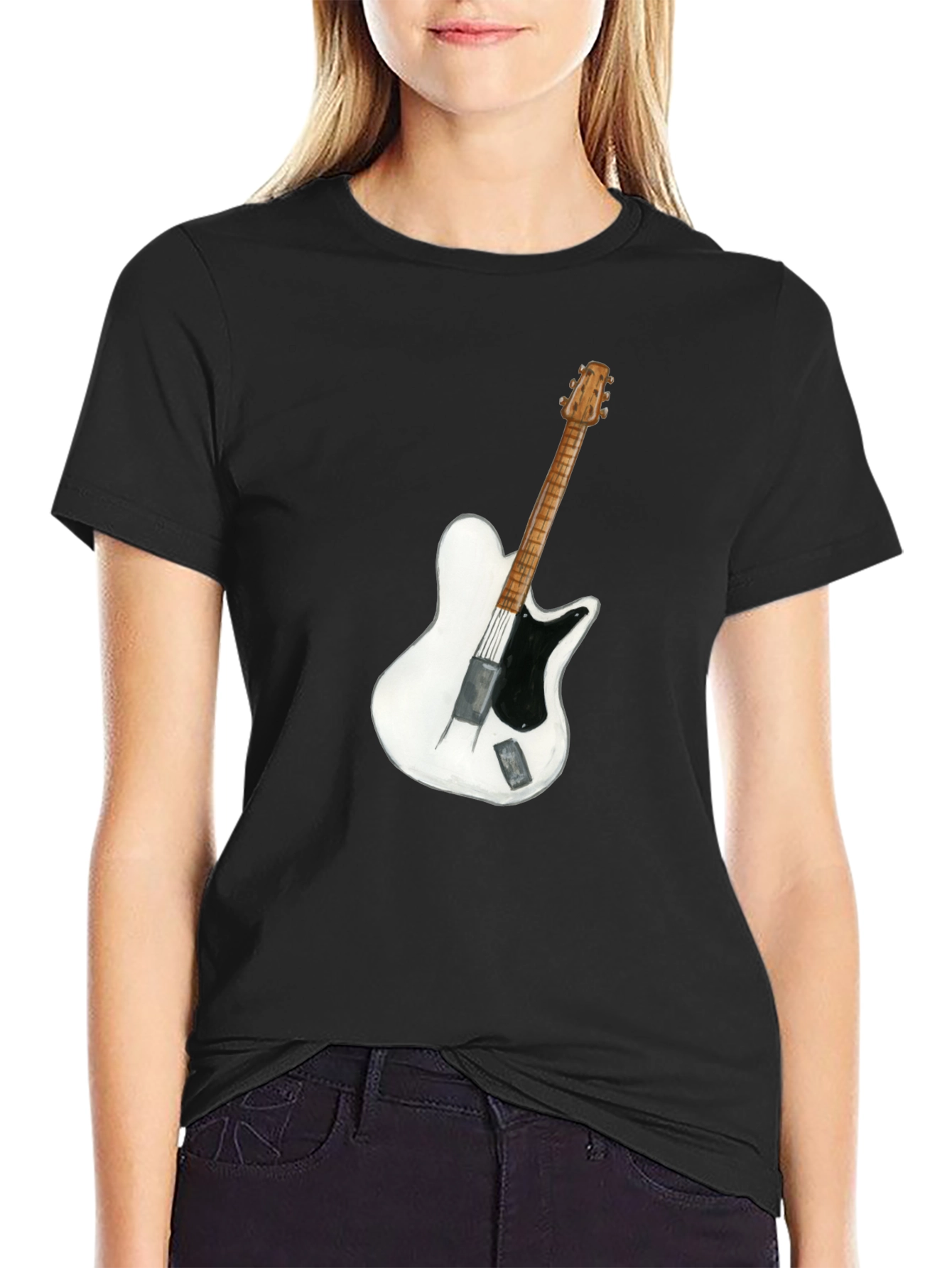 Guitar Graphic T-Shirt - Black Cotton Tee