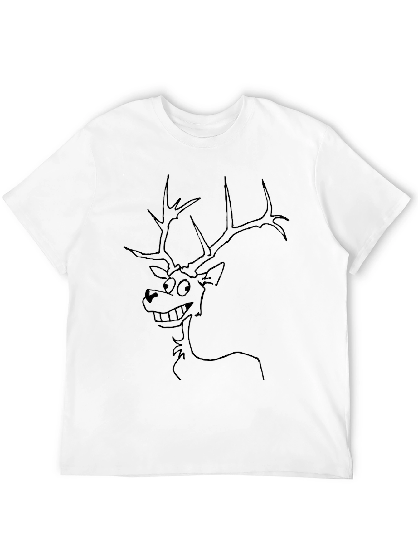 Funny Deer Graphic Tee - Black Crew Neck T-Shirt