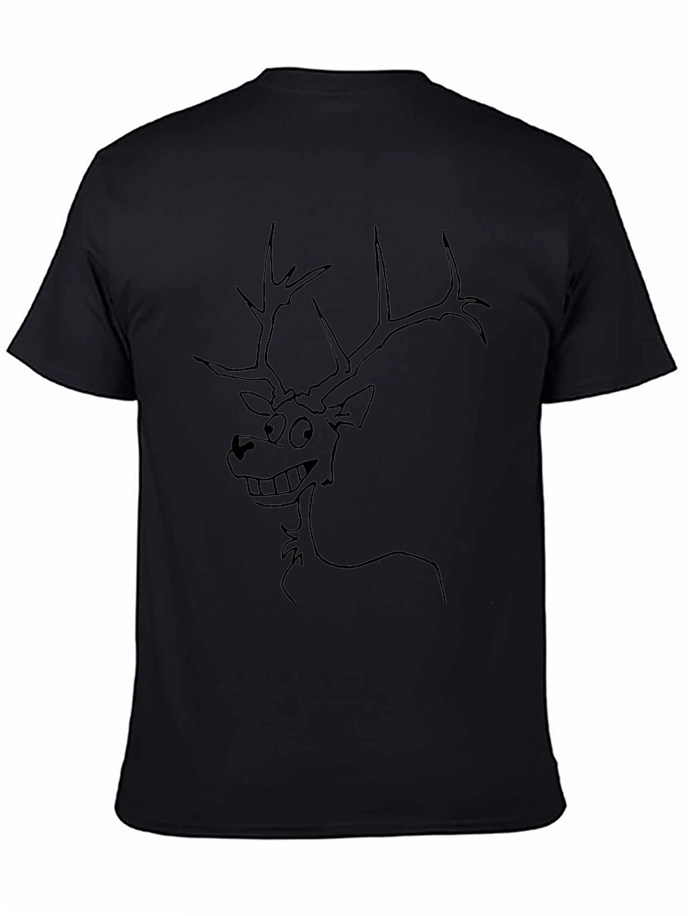 Funny Deer Graphic Tee - Black Crew Neck T-Shirt