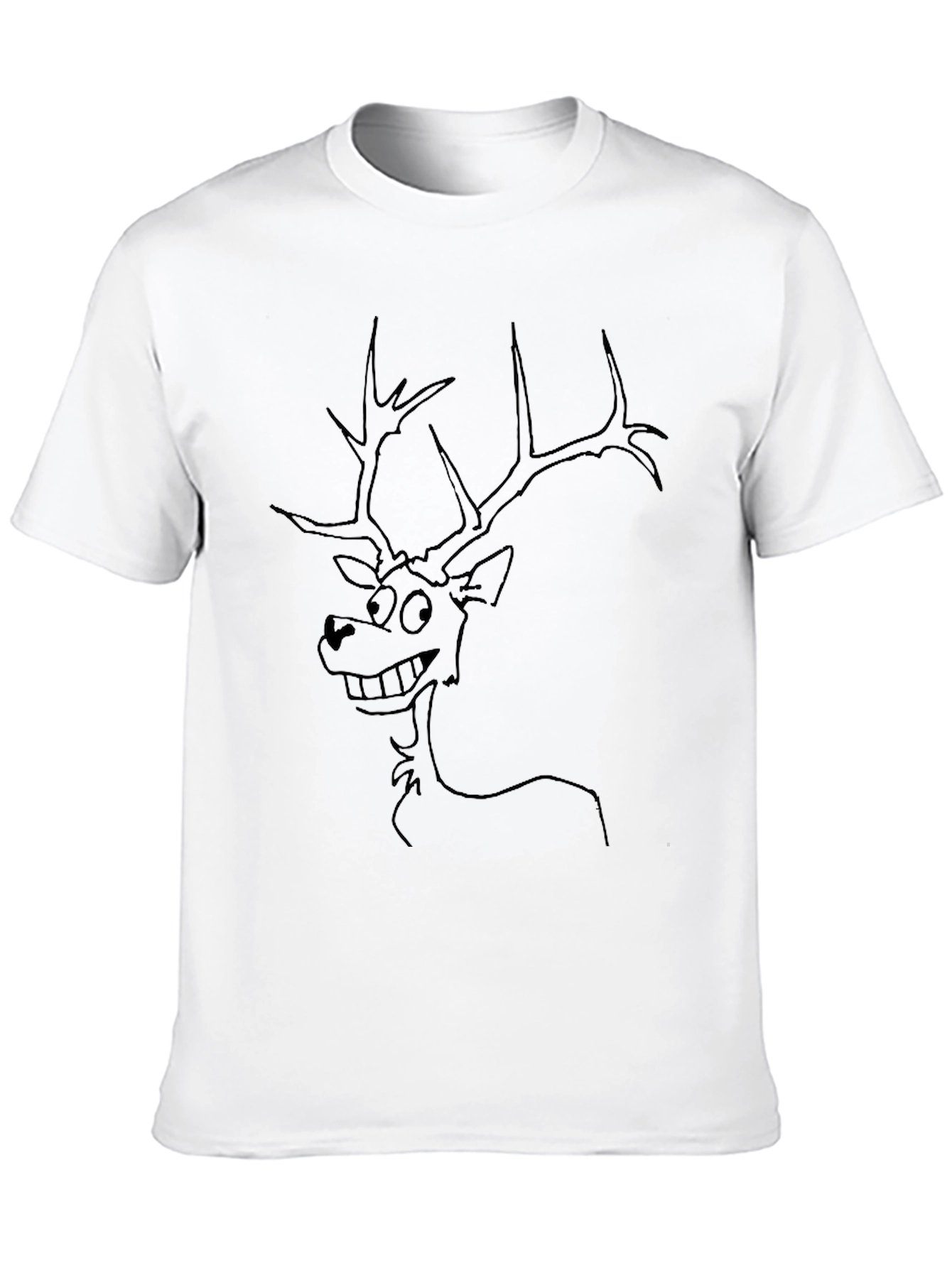Funny Deer Graphic Tee - Black Crew Neck T-Shirt