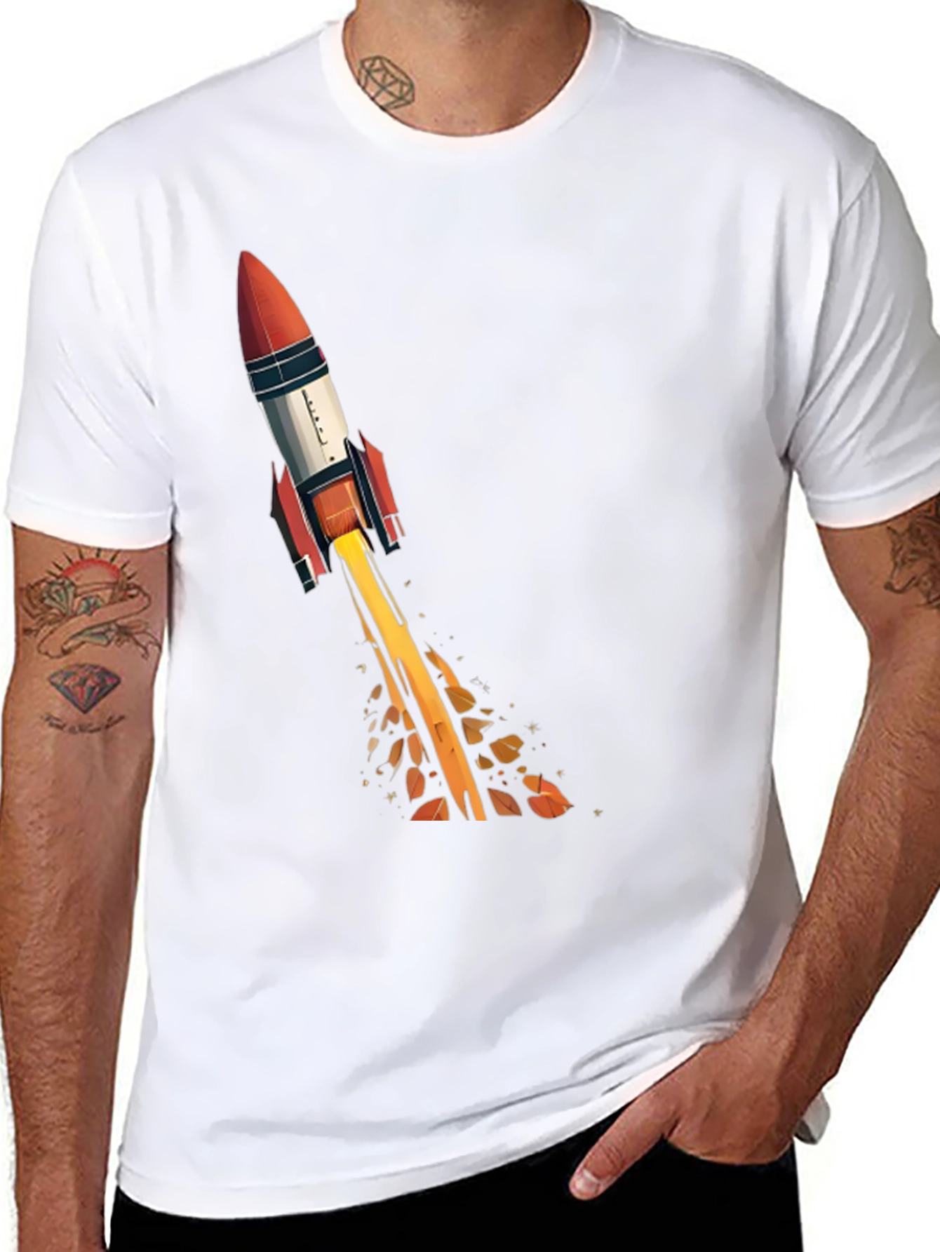 Rocket Launch Graphic Tee - Black Cotton T-Shirt