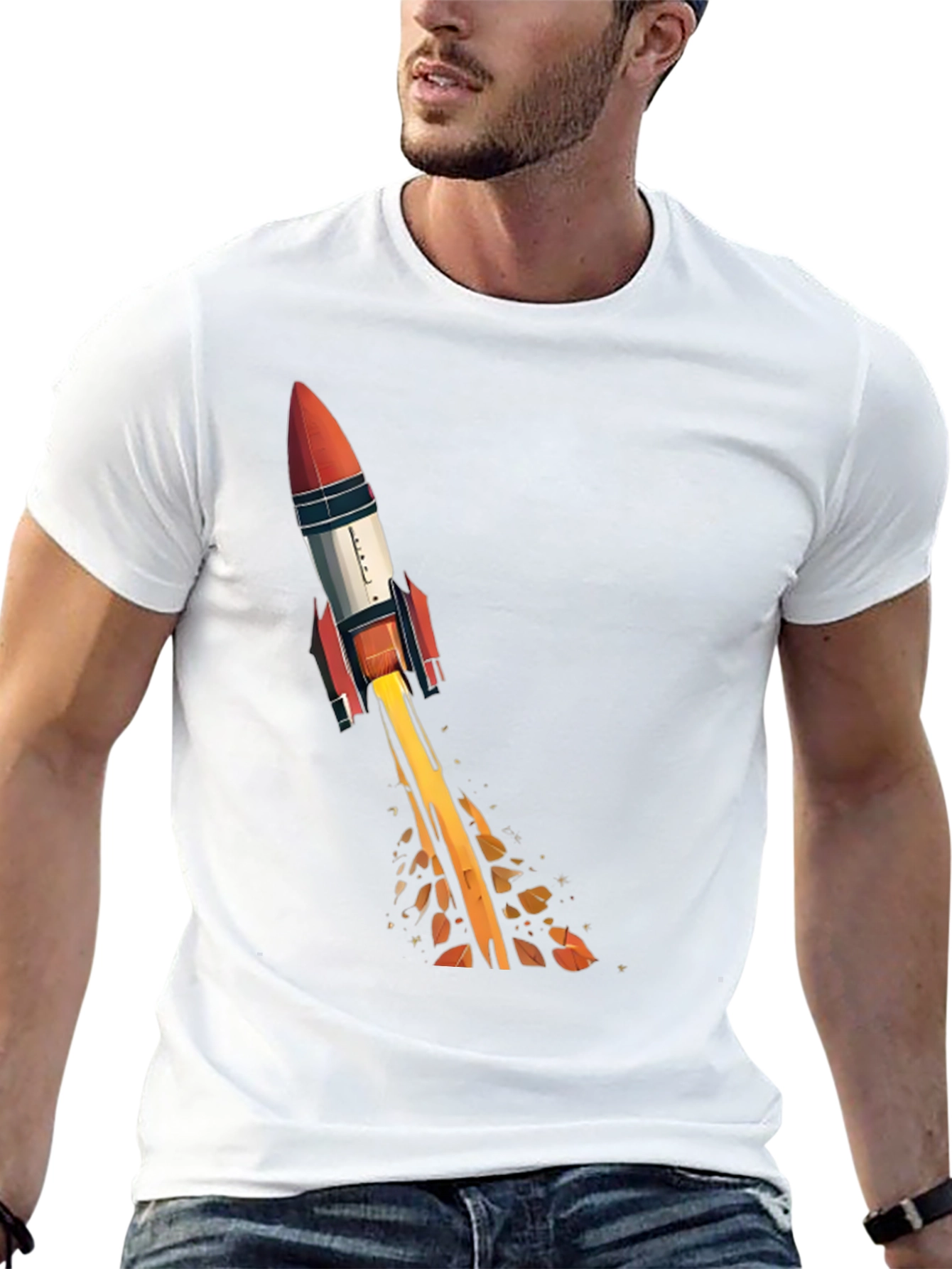 Rocket Launch Graphic Tee - Black Cotton T-Shirt