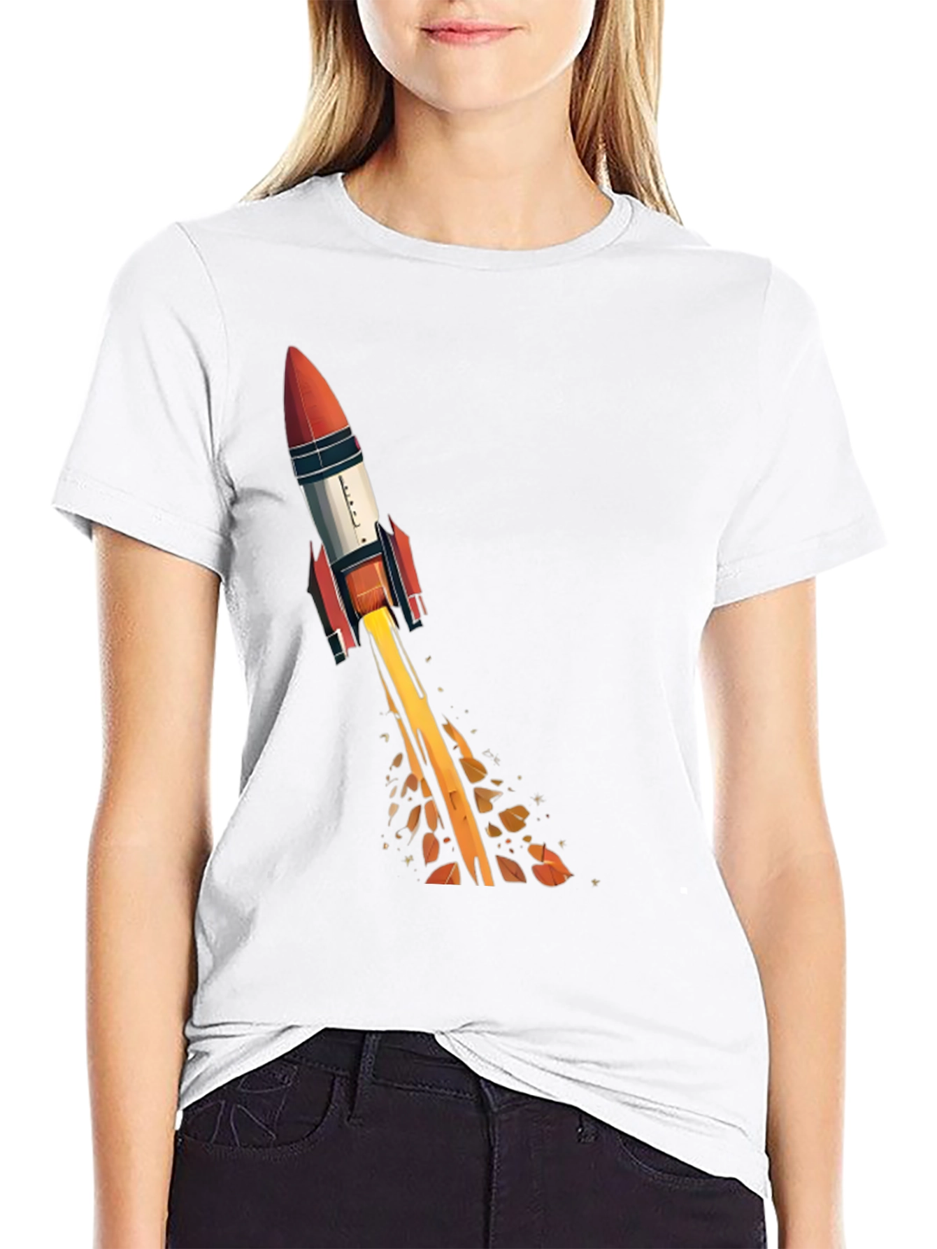 Rocket Launch Graphic Tee - Black Cotton T-Shirt