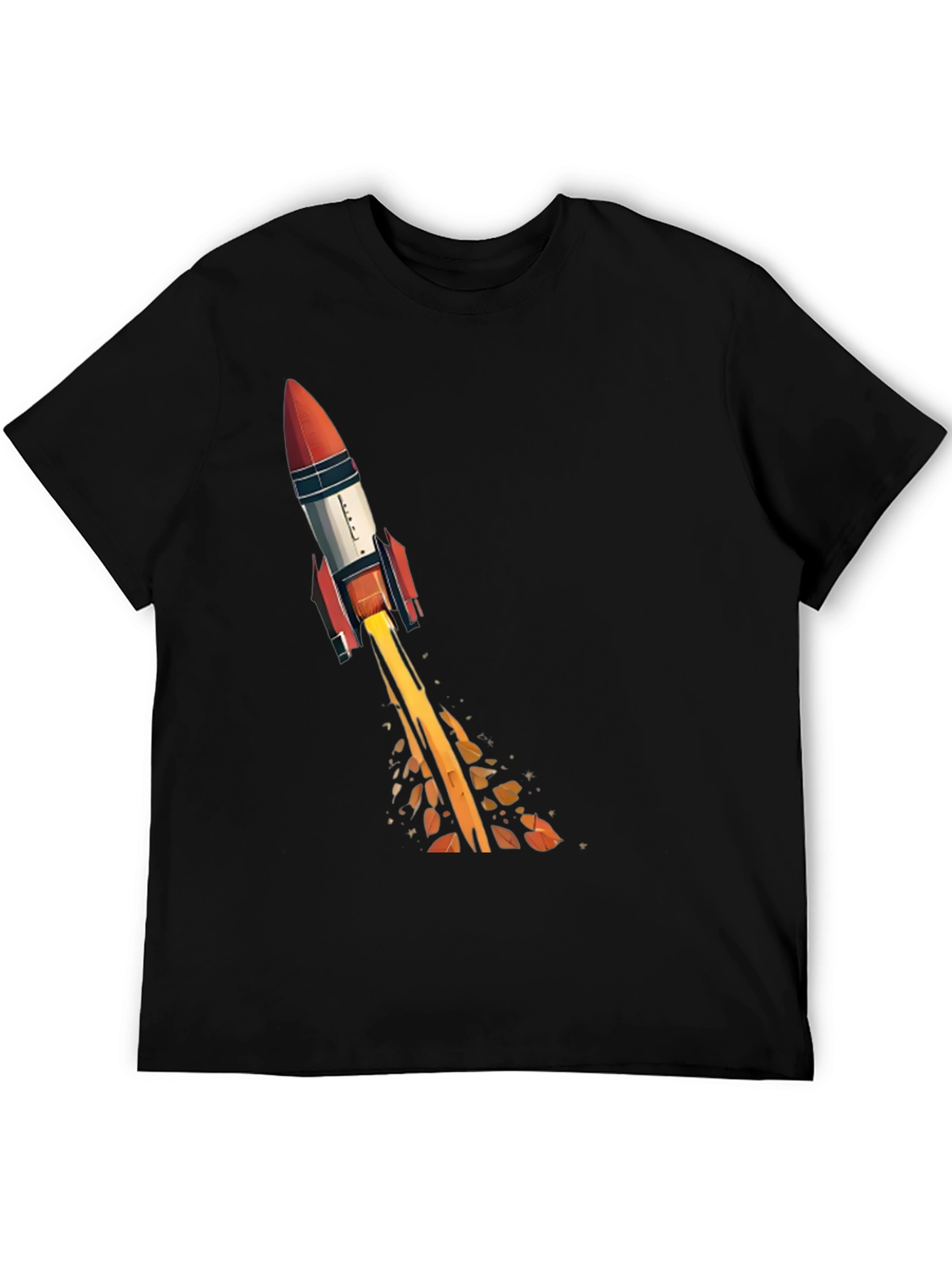 Rocket Launch Graphic Tee - Black Cotton T-Shirt