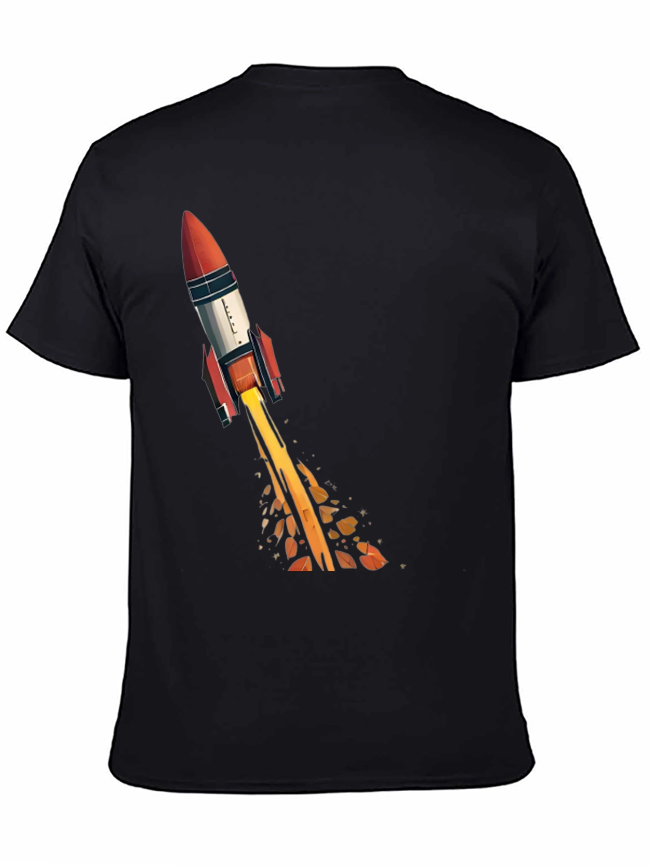 Rocket Launch Graphic Tee - Black Cotton T-Shirt