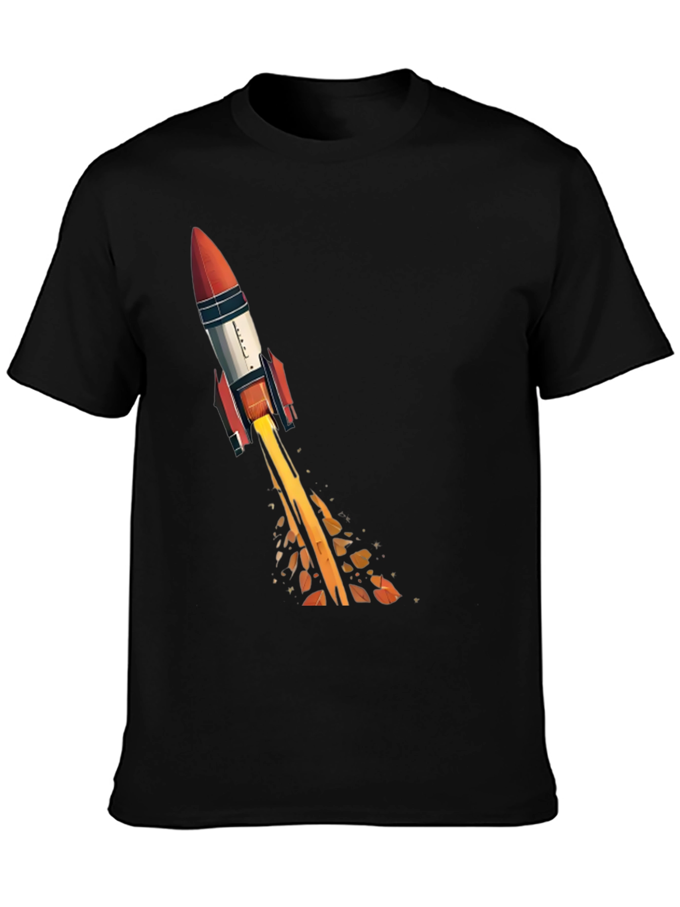 Rocket Launch Graphic Tee - Black Cotton T-Shirt