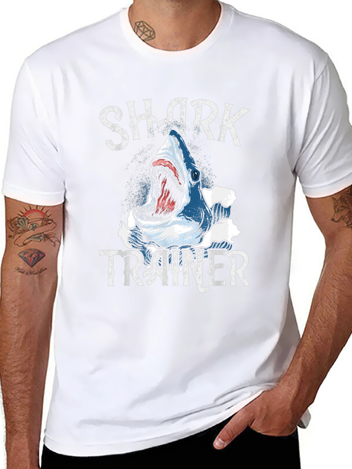 Shark Trainer Graphic Tee - Black Cotton T-Shirt