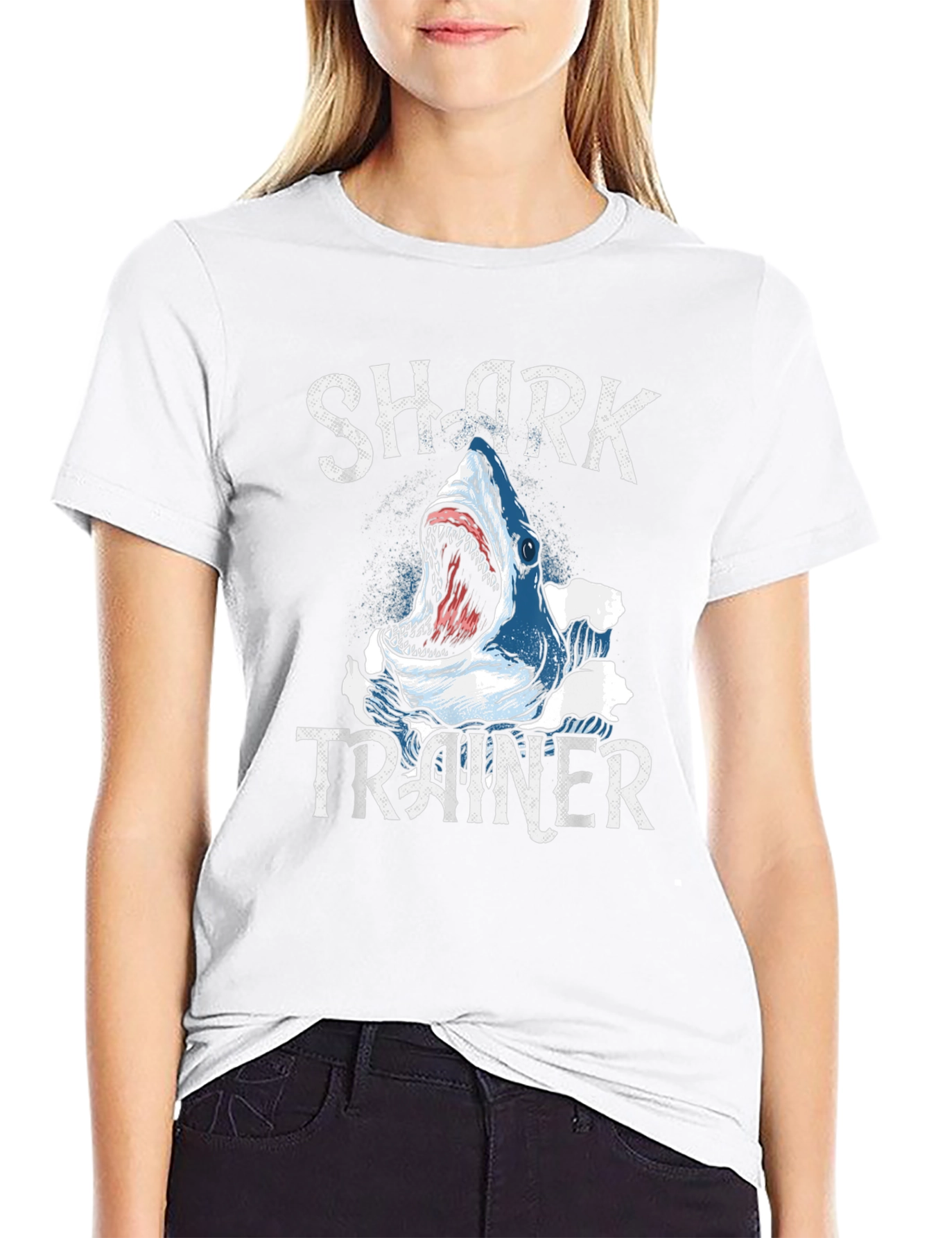 Shark Trainer Graphic Tee - Black Cotton T-Shirt