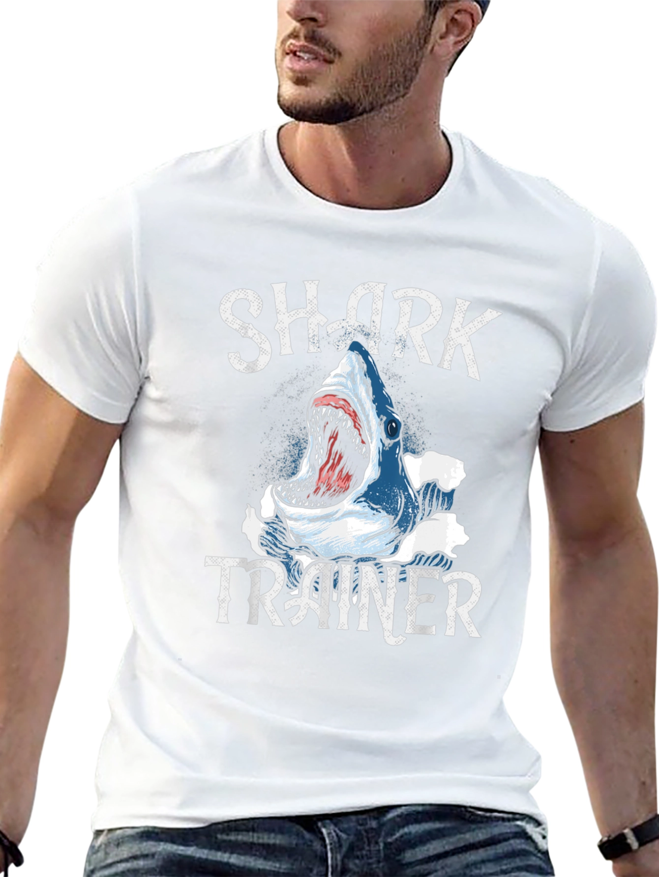 Shark Trainer Graphic Tee - Black Cotton T-Shirt