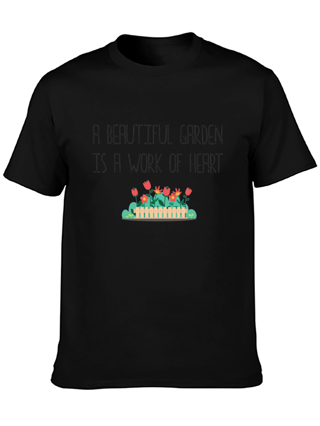 Garden Heart T-Shirt - Black