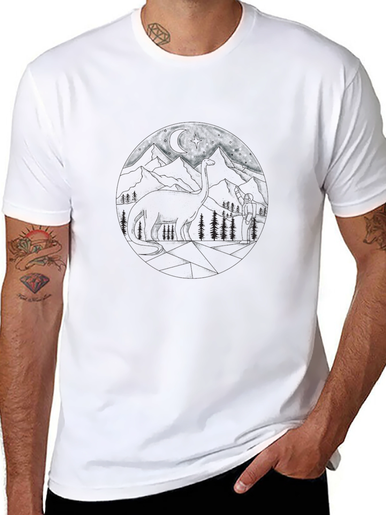 Nature Mountain Graphic Black T-Shirt