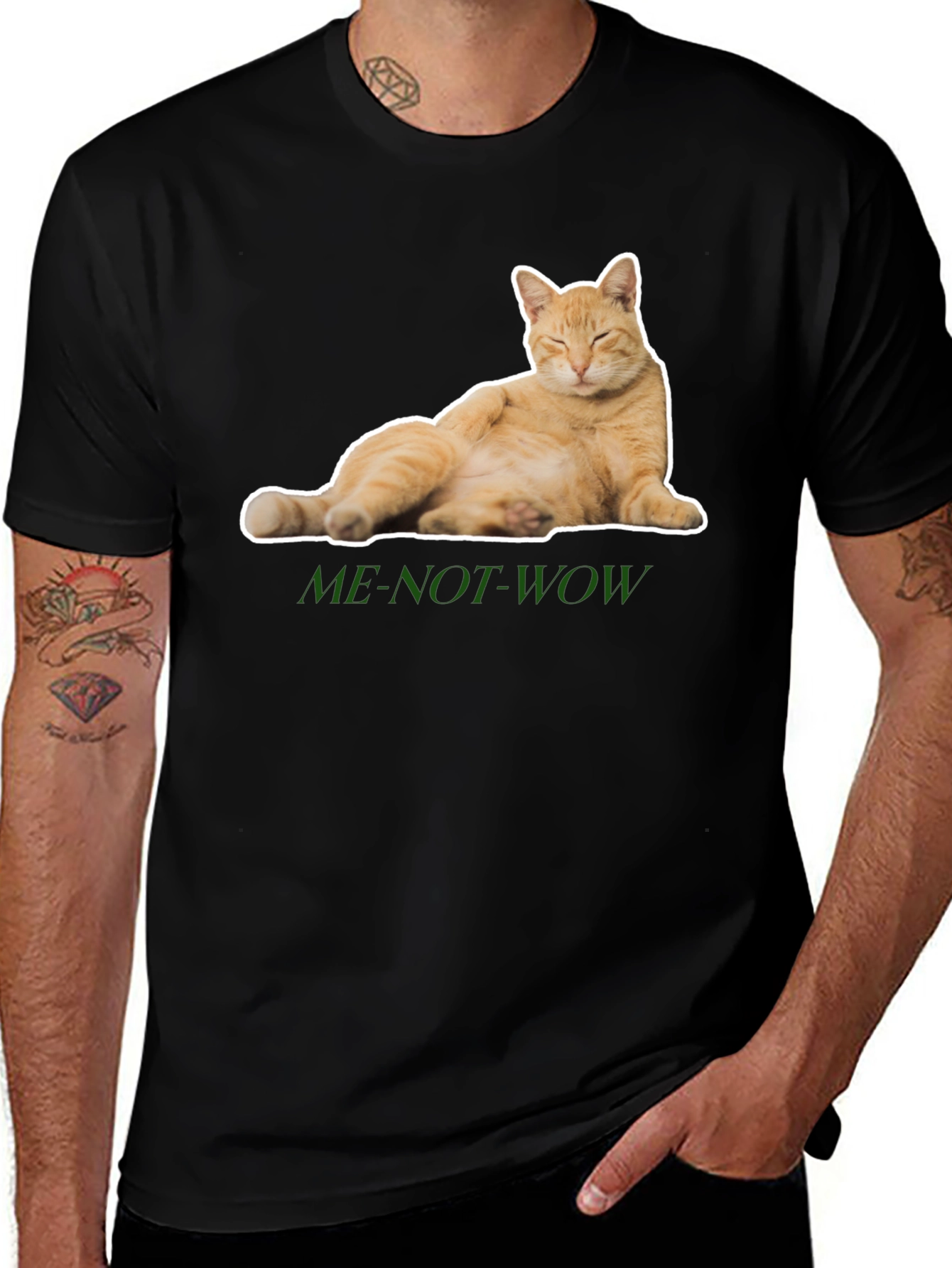 Funny Cat Graphic Tee - ME-NOT-WOW - Relaxed Fit