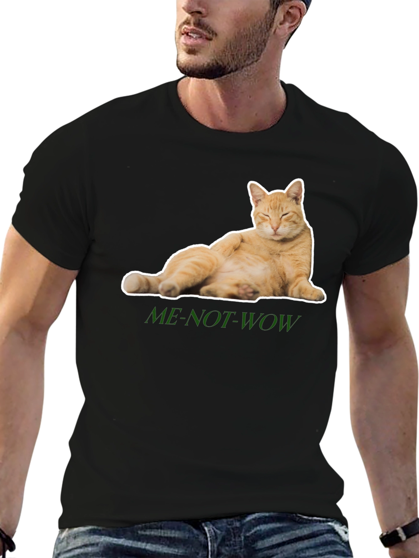 Funny Cat Graphic Tee - ME-NOT-WOW - Relaxed Fit