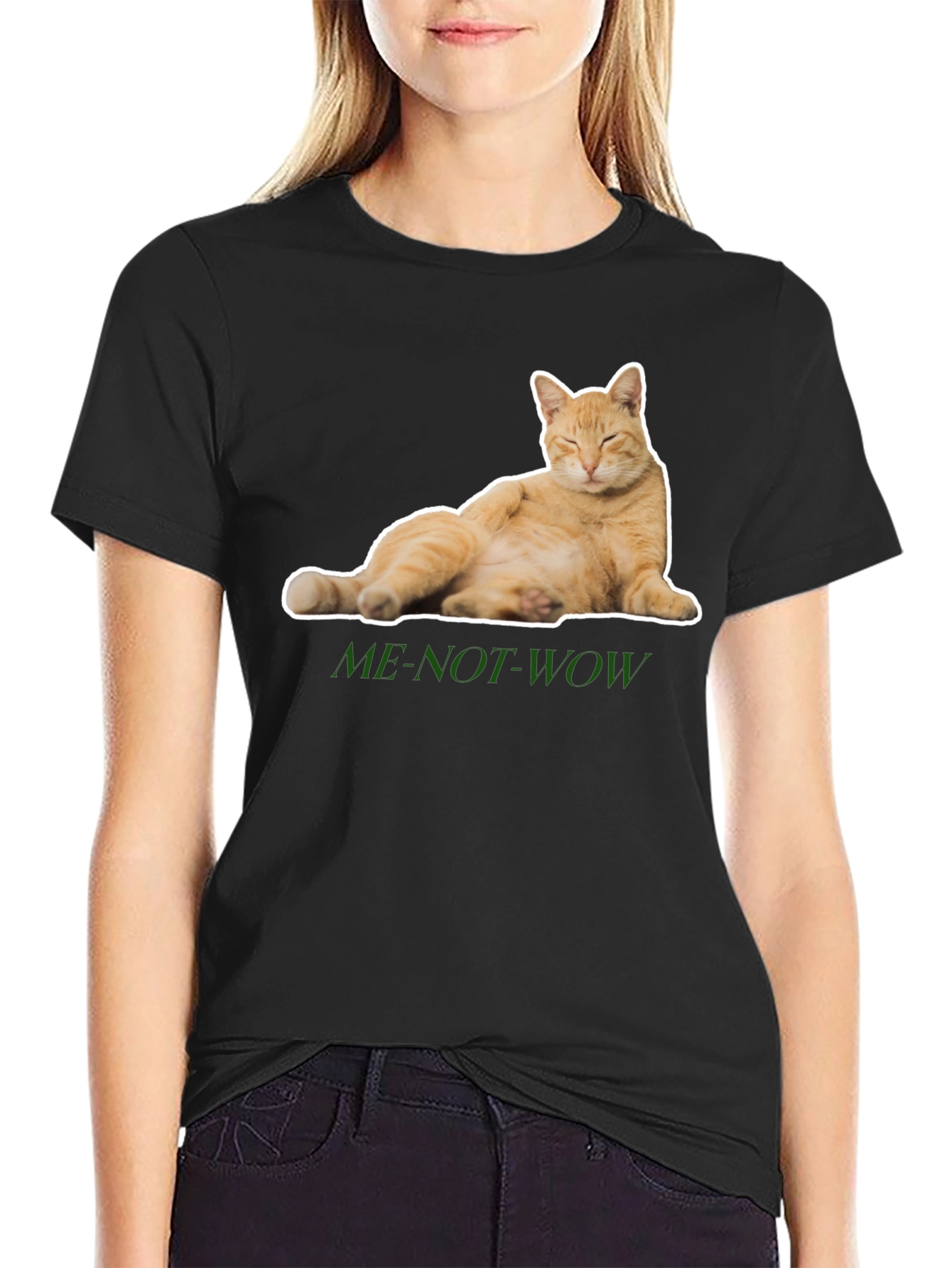 Funny Cat Graphic Tee - ME-NOT-WOW - Relaxed Fit