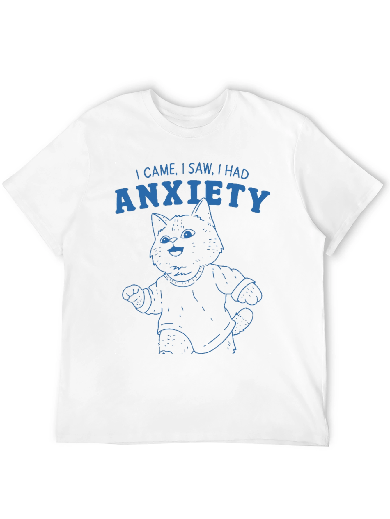 Anxiety Cat Graphic T-Shirt - Humorous Tee