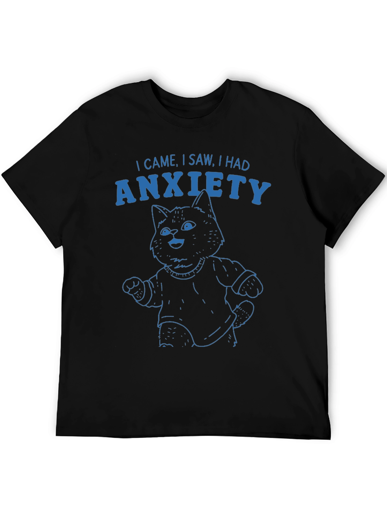 Anxiety Cat Graphic T-Shirt - Humorous Tee