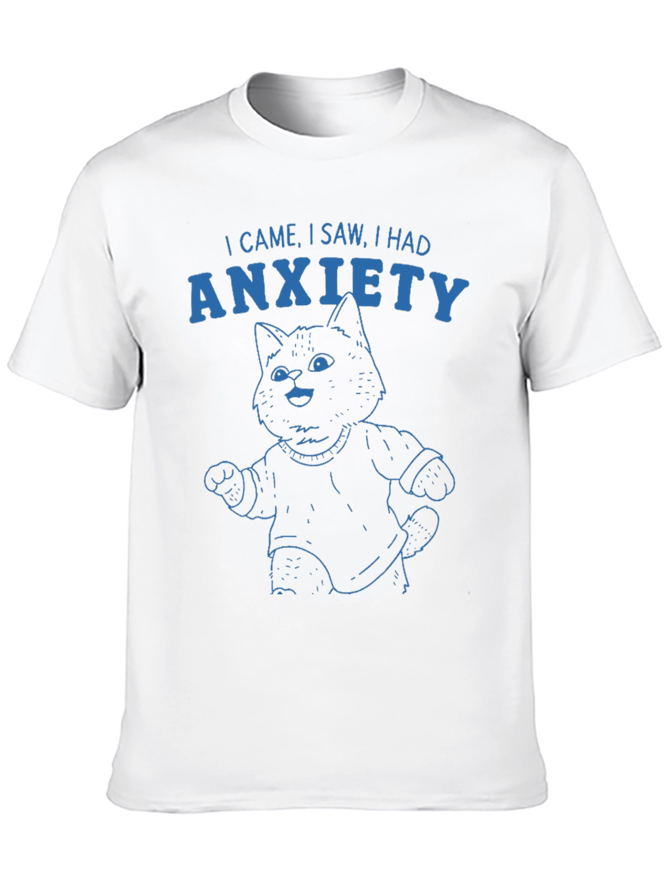 Anxiety Cat Graphic T-Shirt - Humorous Tee