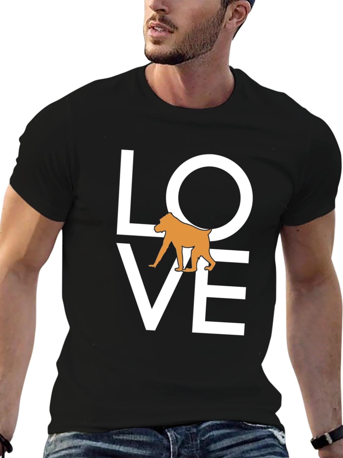 Love Baboon Graphic Tee - Black Cotton T-Shirt