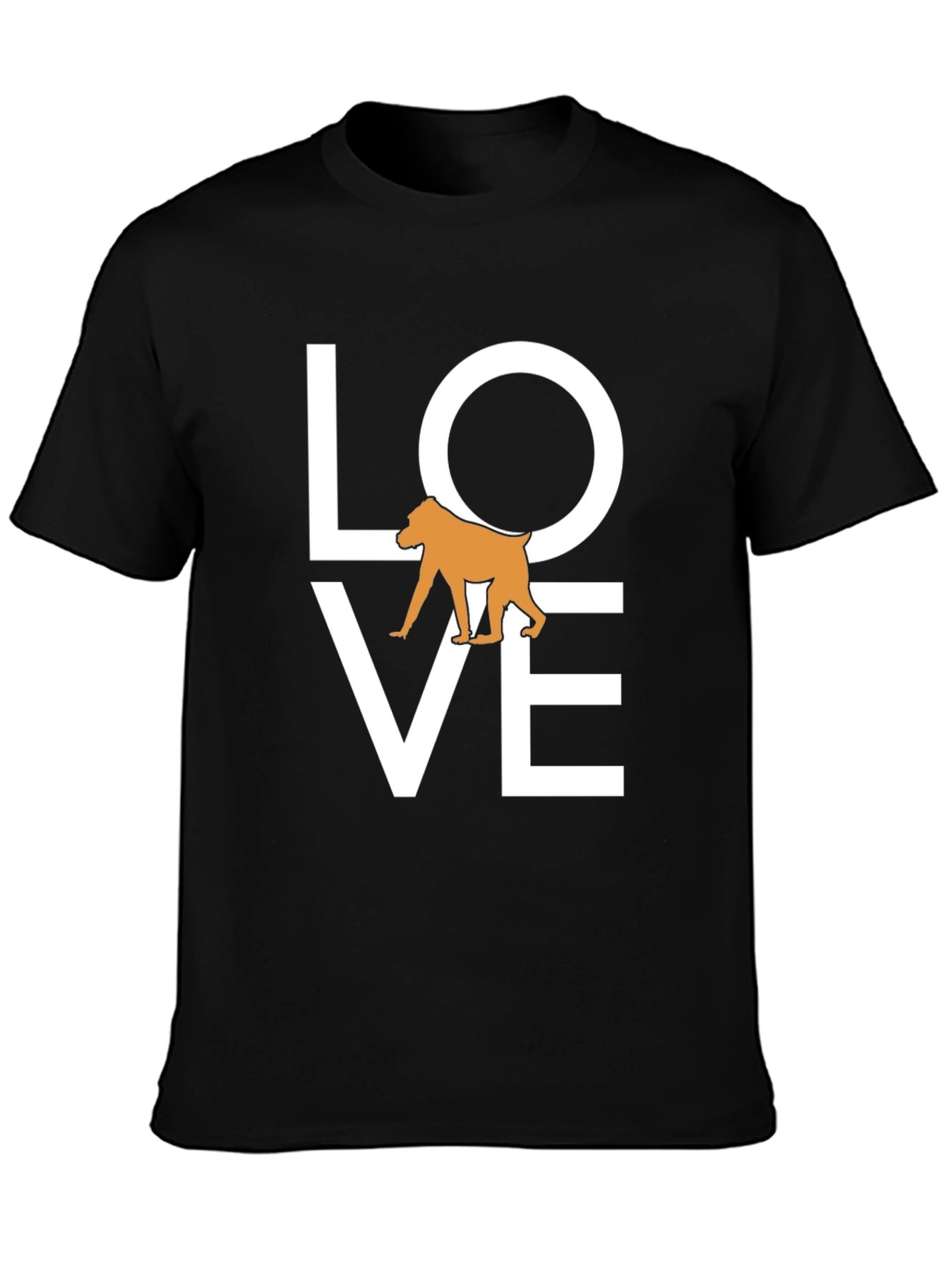 Love Baboon Graphic Tee - Black Cotton T-Shirt