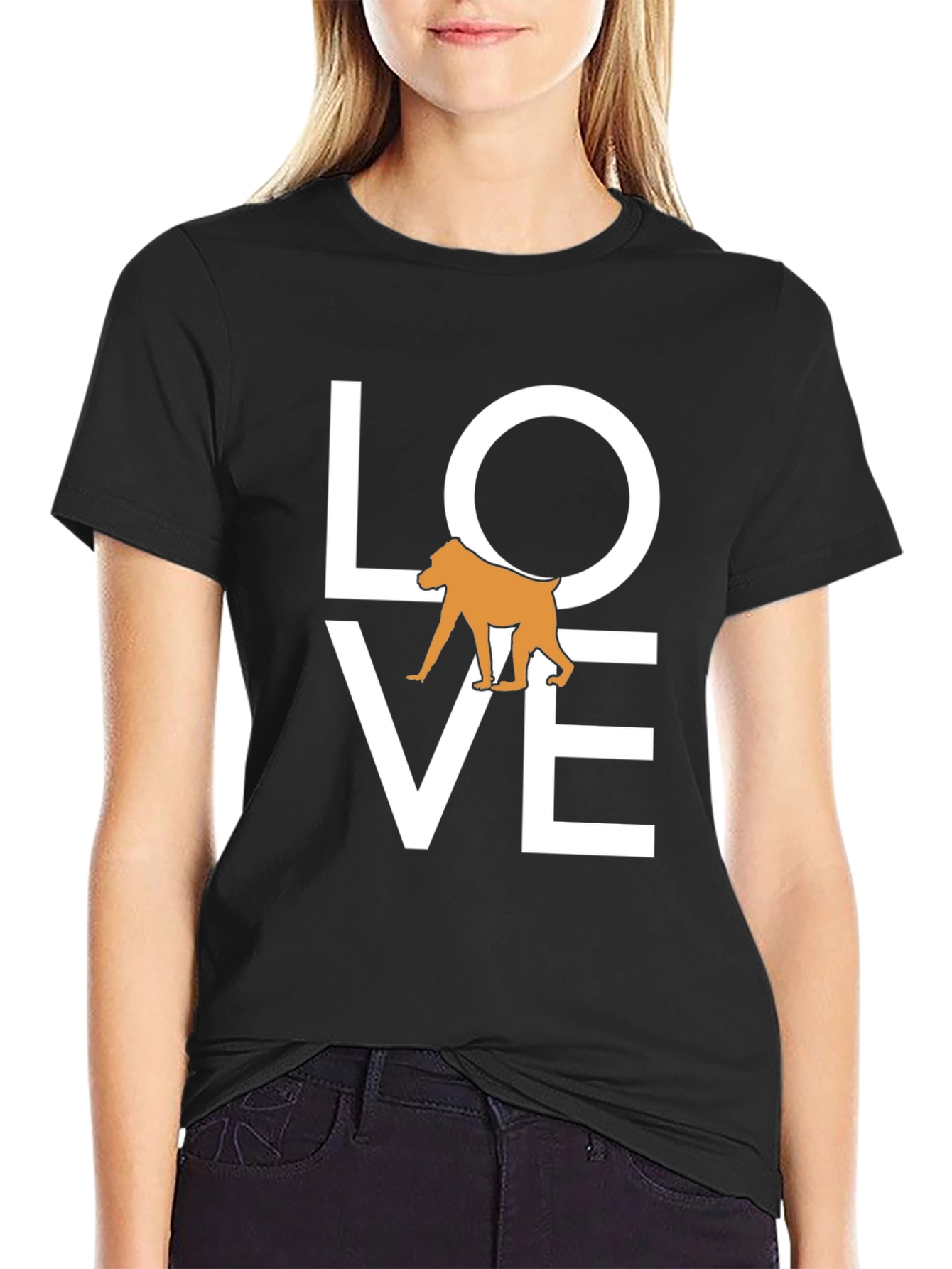 Love Baboon Graphic Tee - Black Cotton T-Shirt