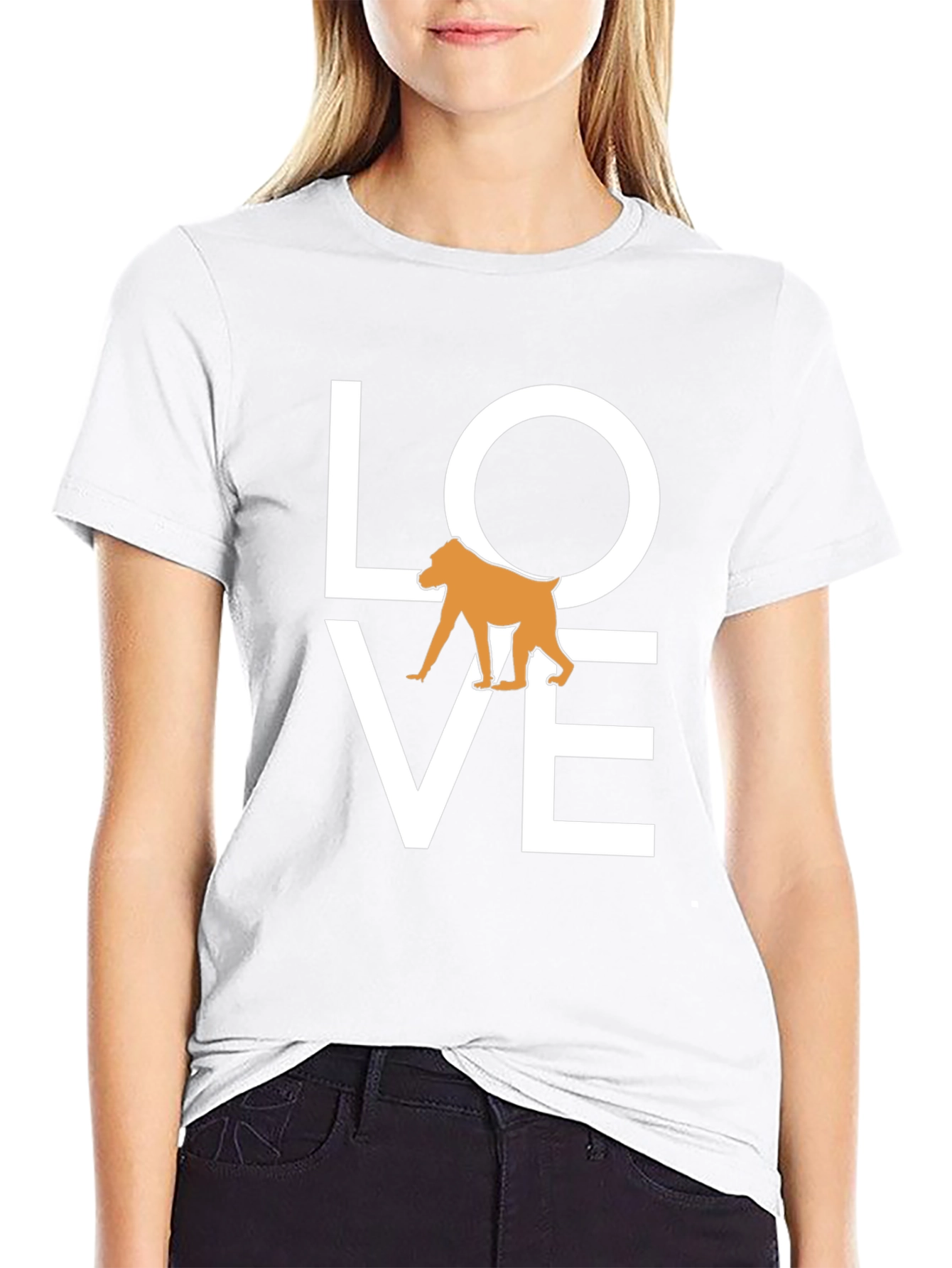 Love Baboon Graphic Tee - Black Cotton T-Shirt
