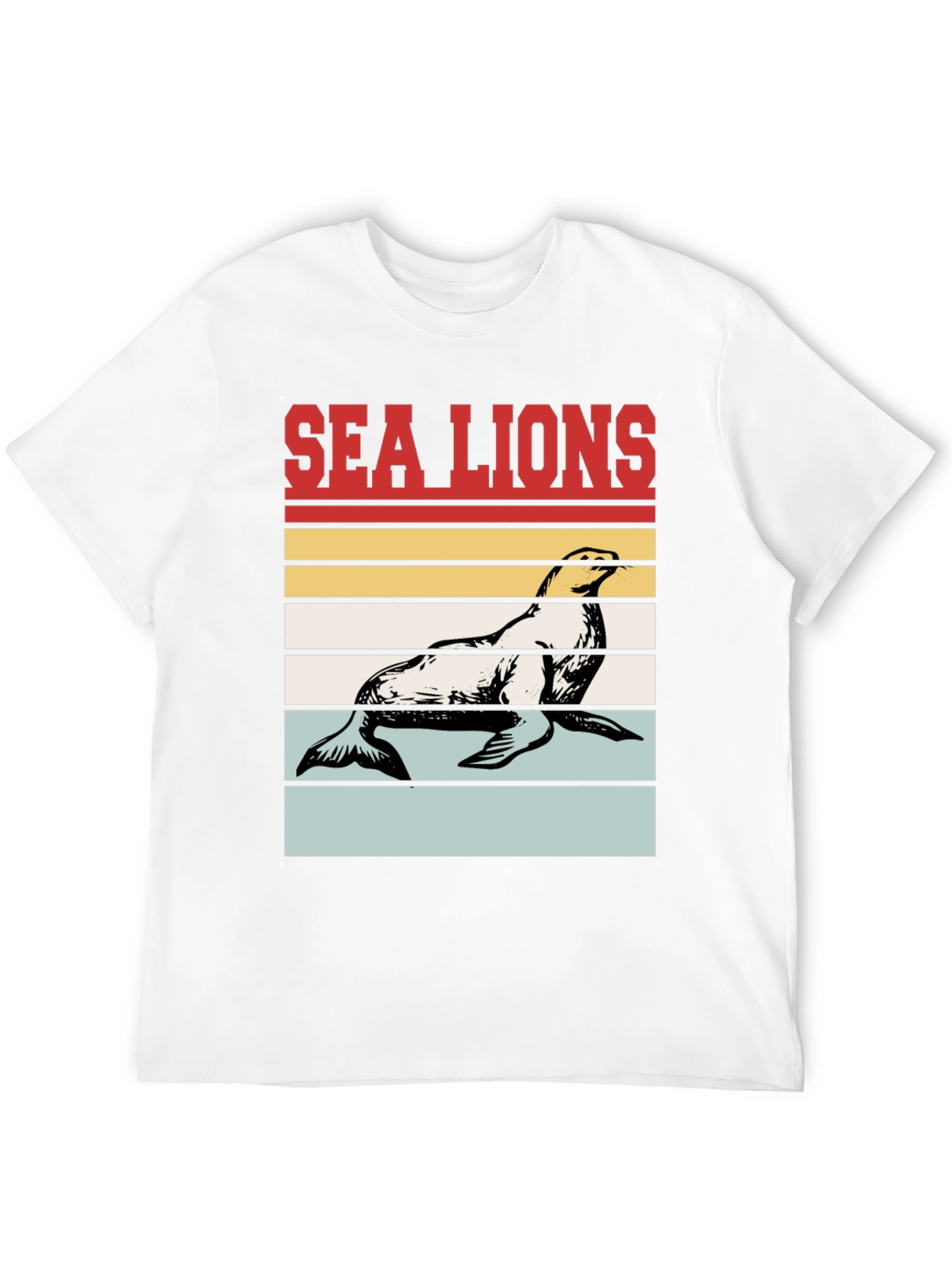 Sea Lions Retro Striped Graphic Tee