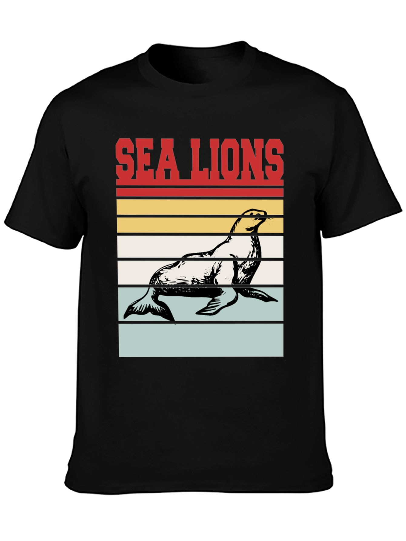 Sea Lions Retro Striped Graphic Tee