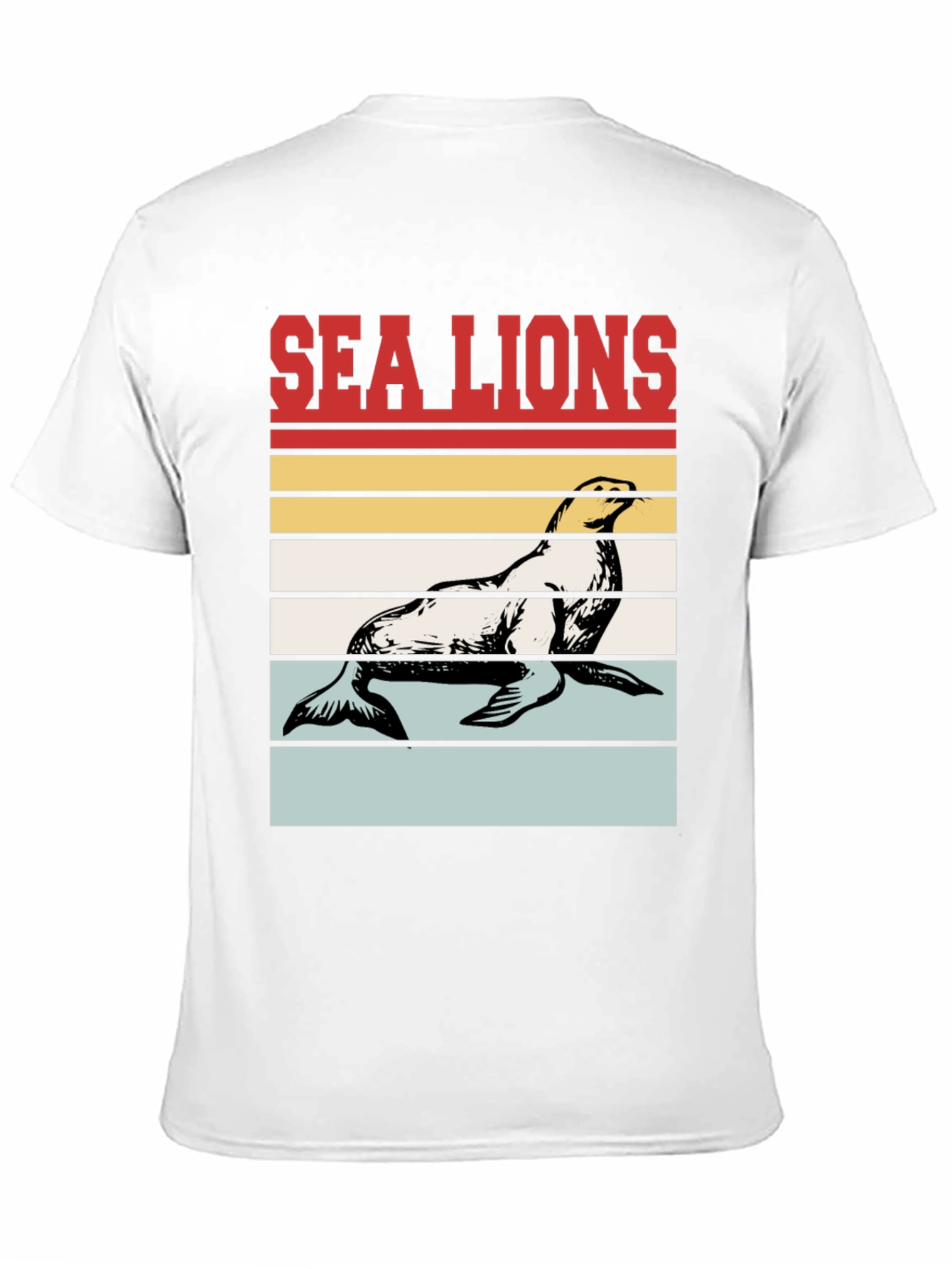 Sea Lions Retro Striped Graphic Tee
