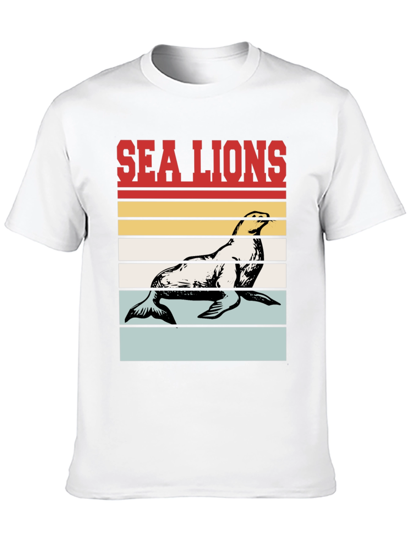Sea Lions Retro Striped Graphic Tee