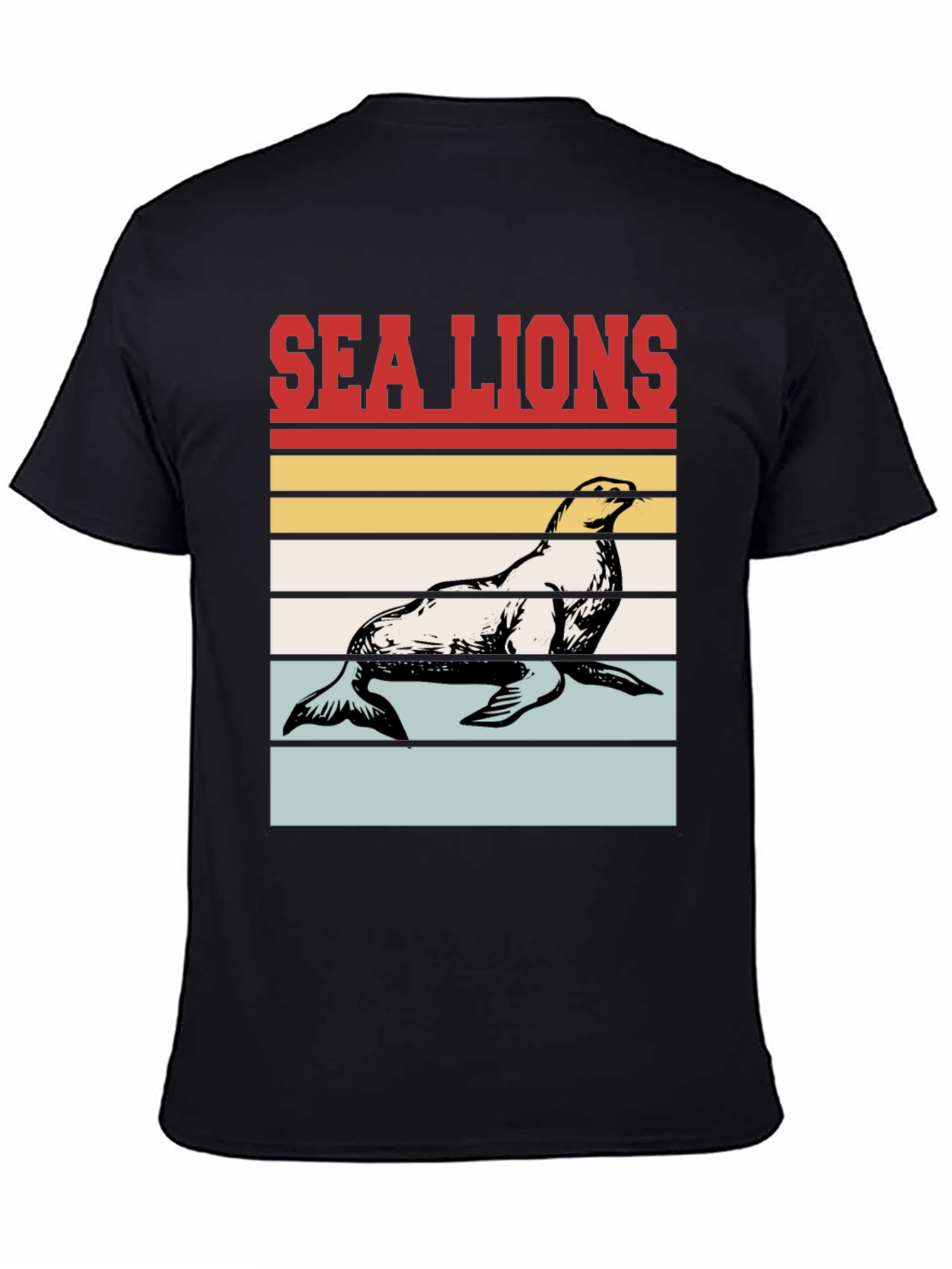 Sea Lions Retro Striped Graphic Tee