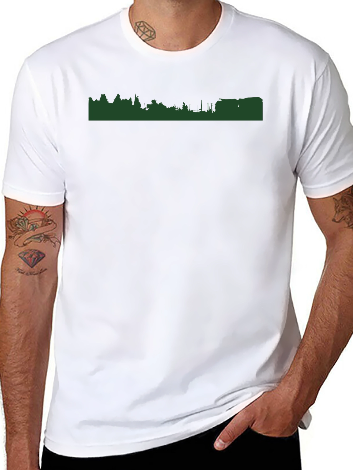 Urban Green T-Shirt - Modern Cityscape Tee