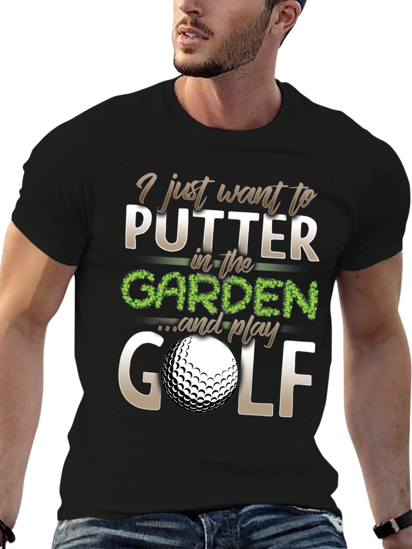 Golf Lovers Tee: Putter in the Garden