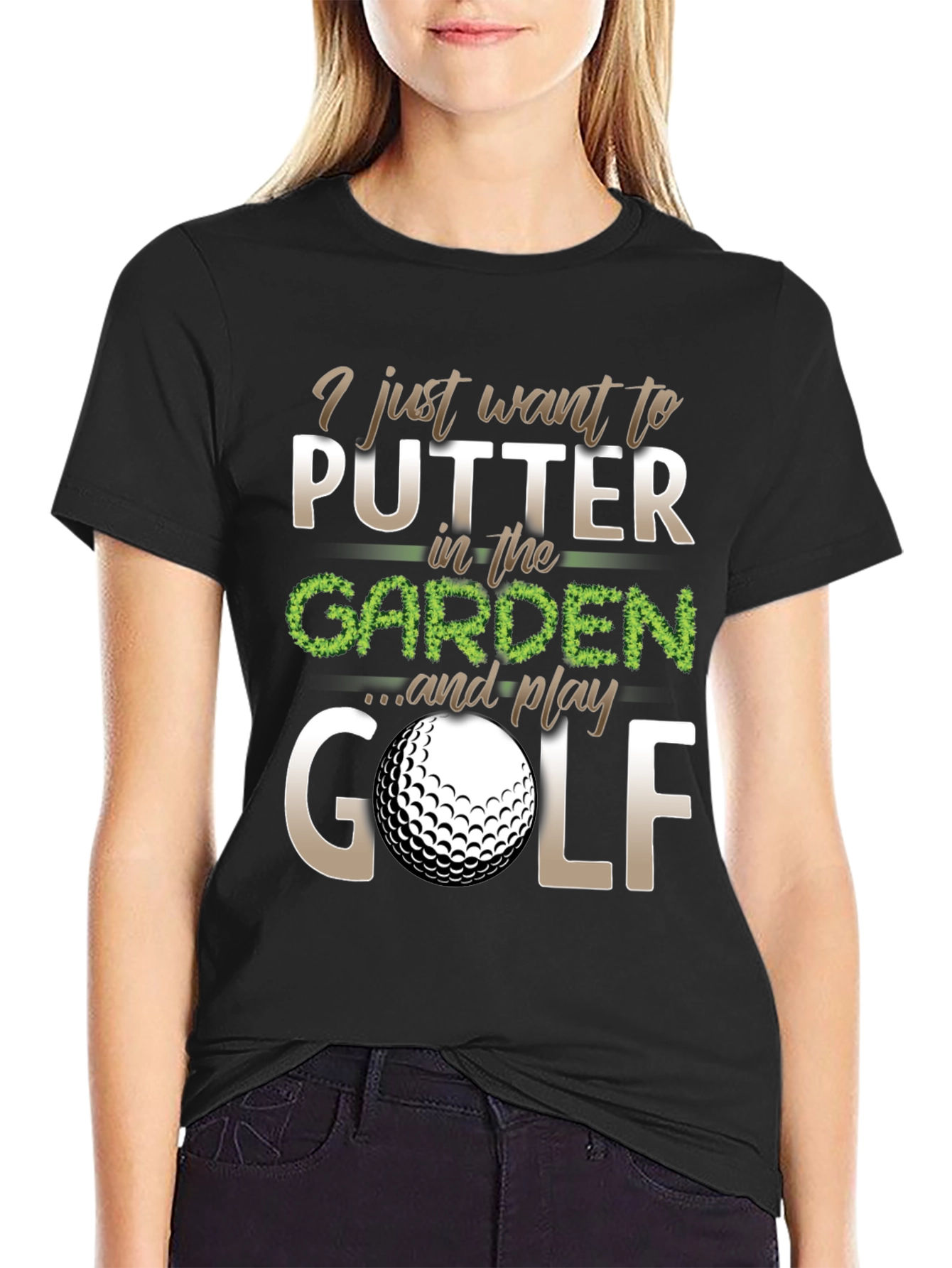 Golf Lovers Tee: Putter in the Garden