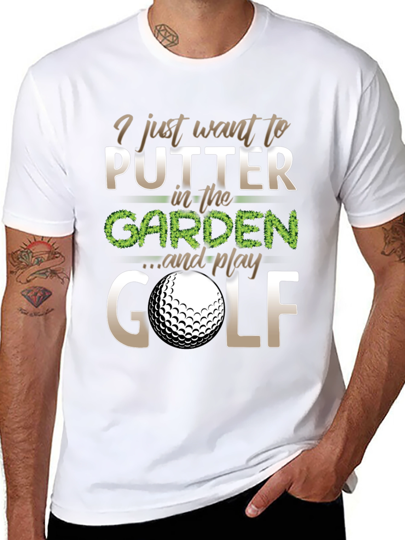 Golf Lovers Tee: Putter in the Garden