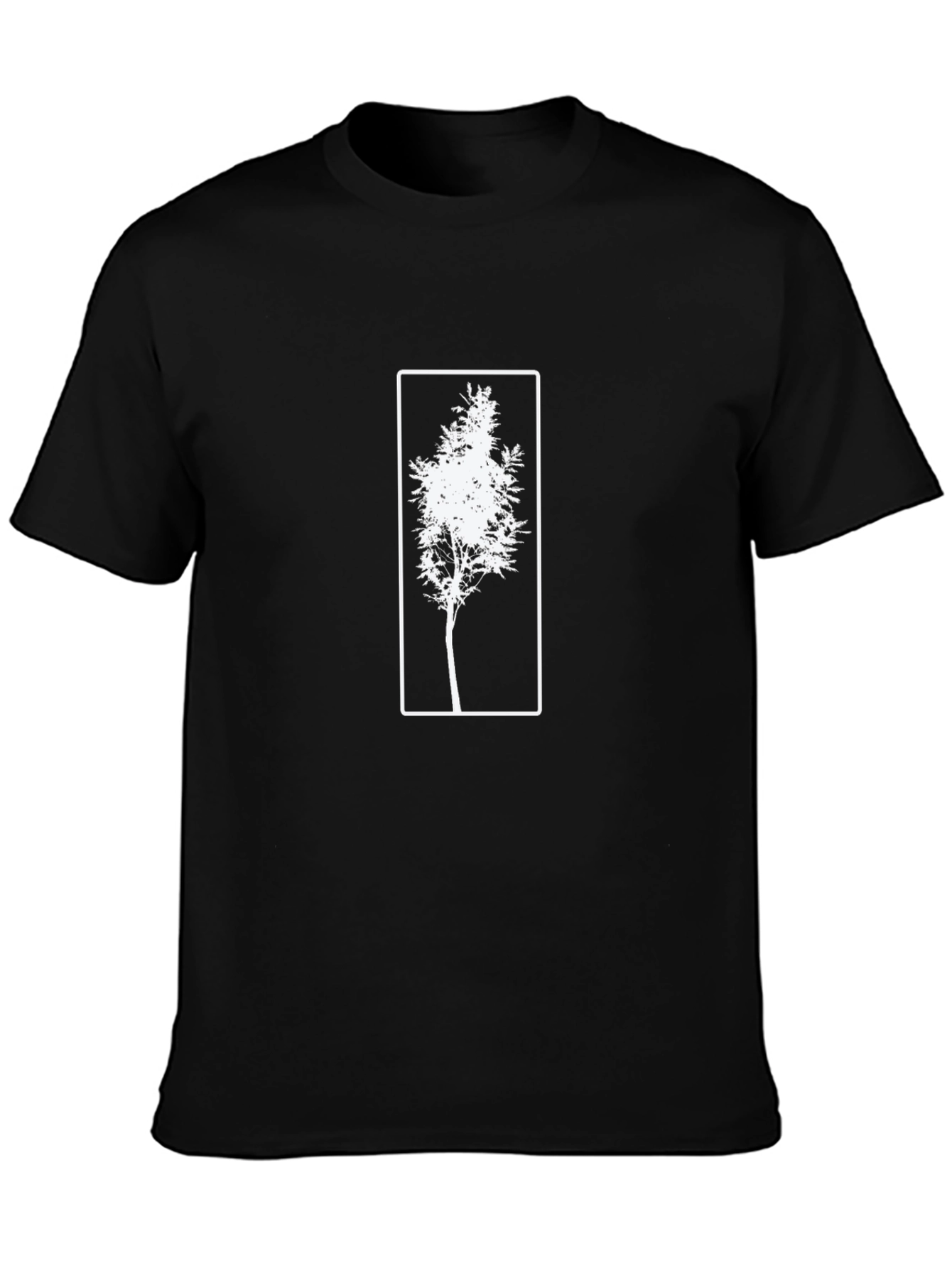 Black Tee with White Tree Graphic