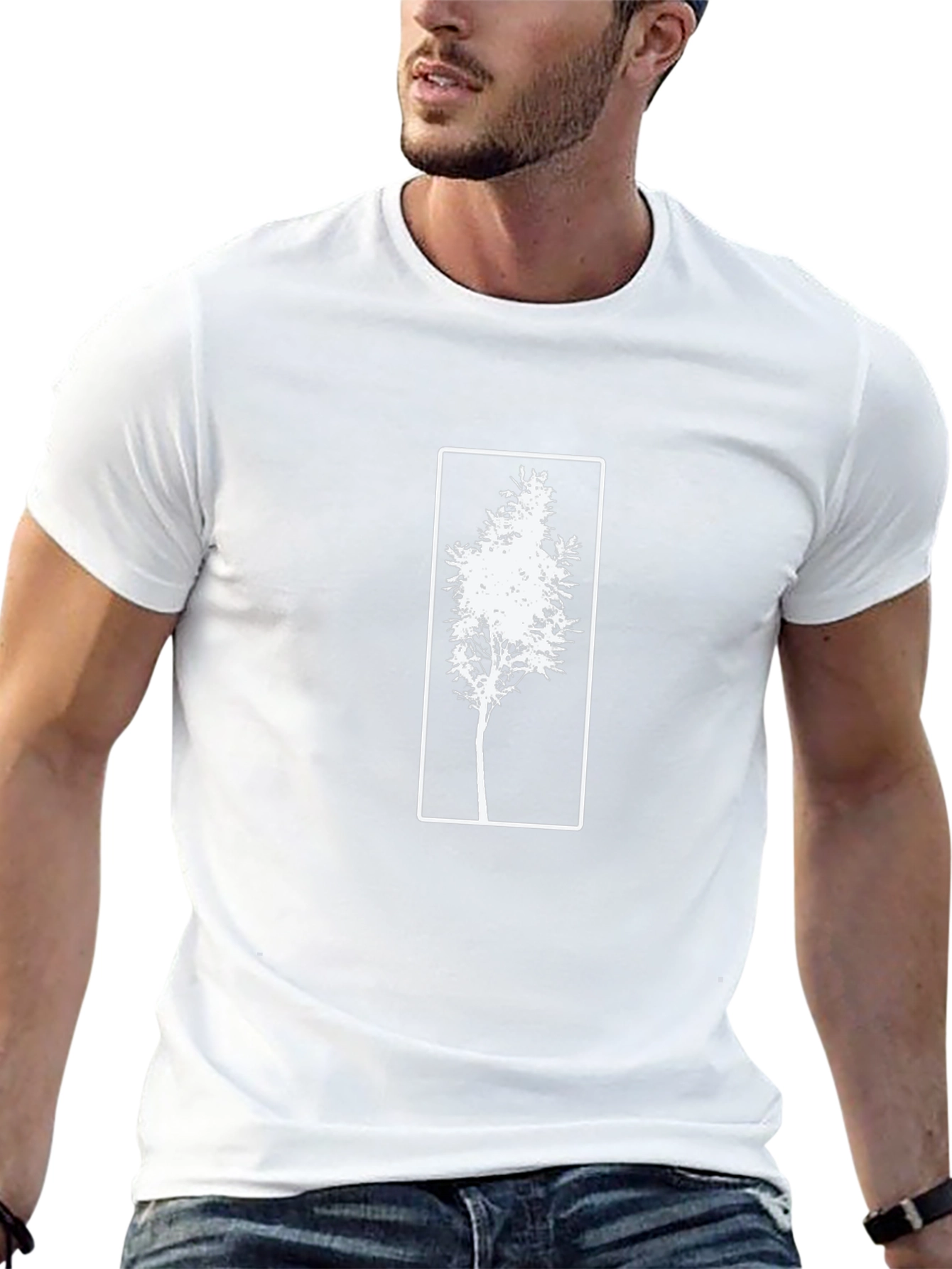 Black Tee with White Tree Graphic
